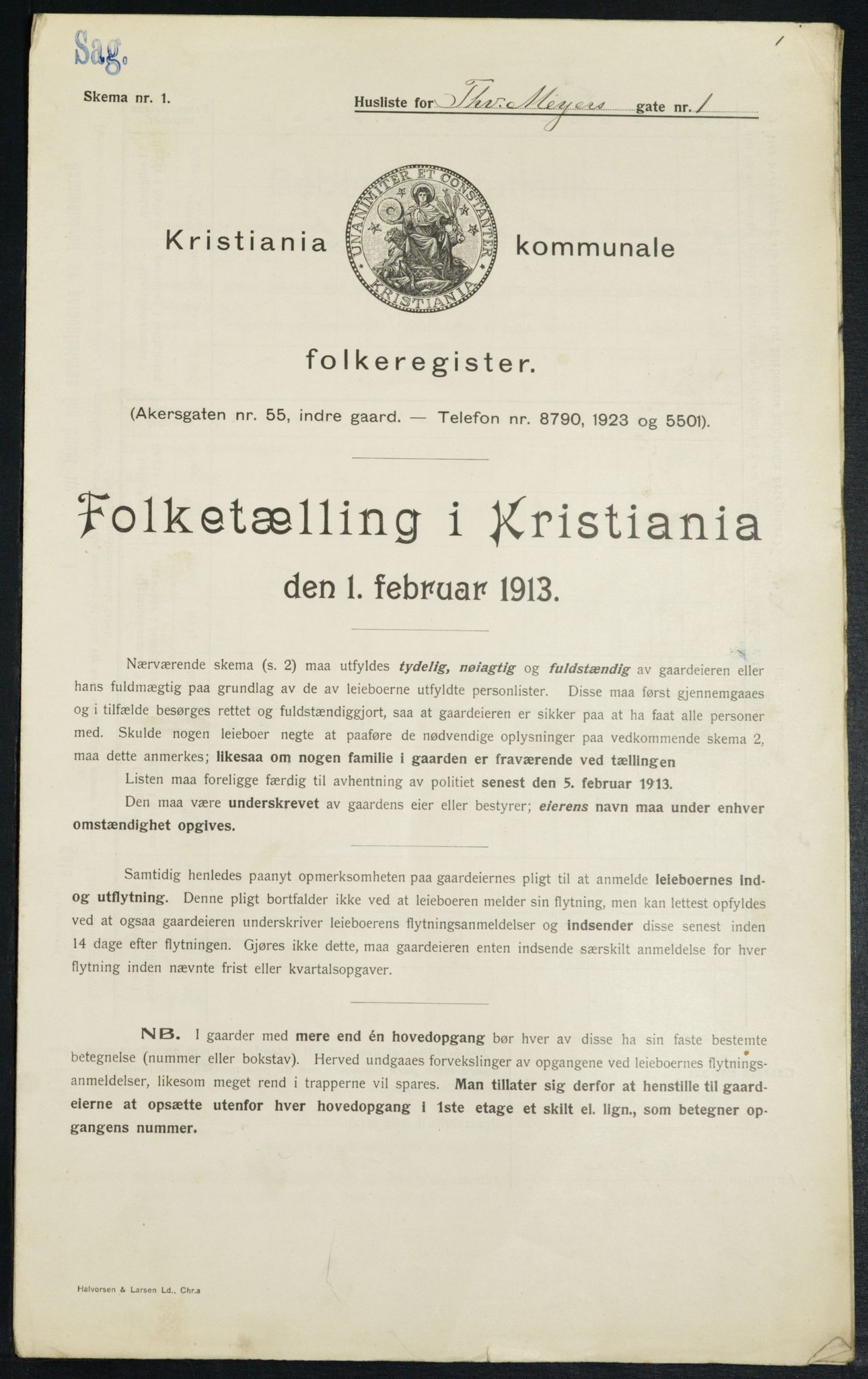 OBA, Municipal Census 1913 for Kristiania, 1913, p. 109536