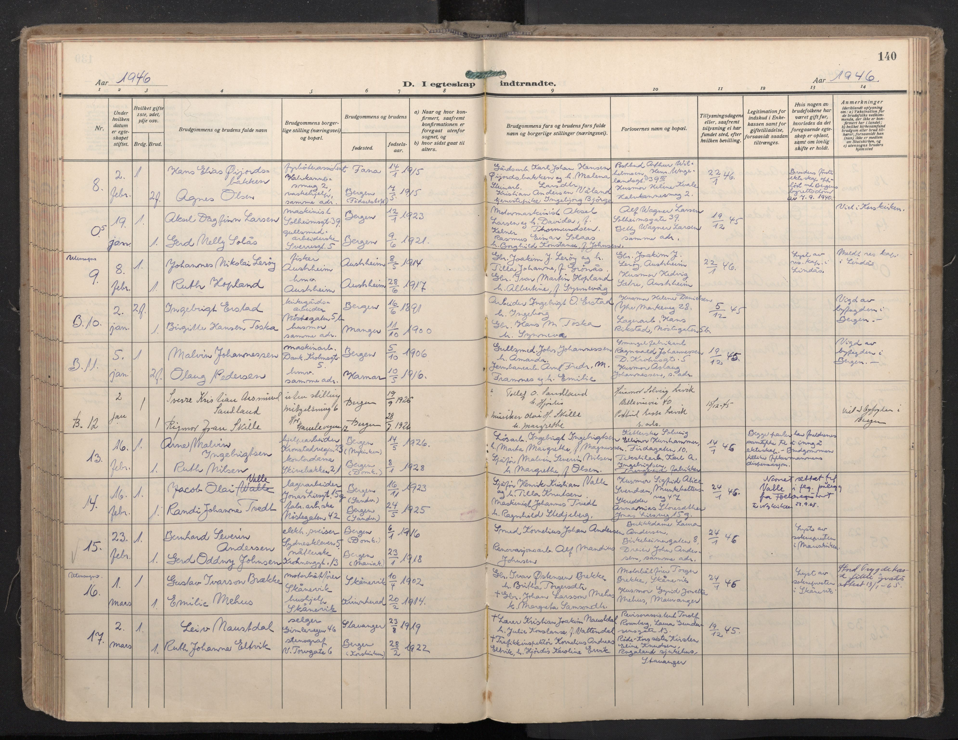 Domkirken sokneprestembete, SAB/A-74801/H/Haa: Parish register (official) no. D 7, 1937-1950, p. 139b-140a