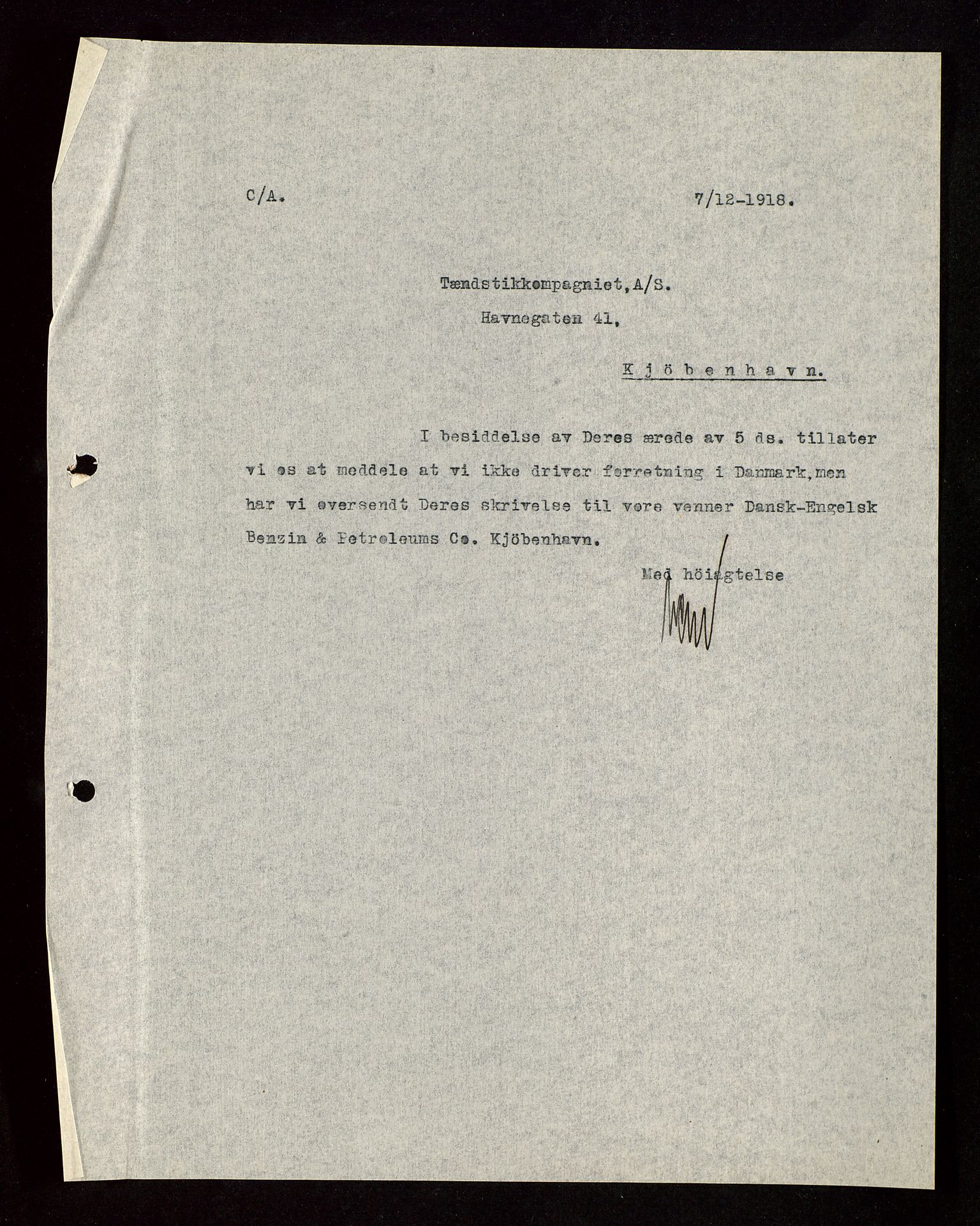 Pa 1521 - A/S Norske Shell, AV/SAST-A-101915/E/Ea/Eaa/L0003: Sjefskorrespondanse, 1918, p. 272