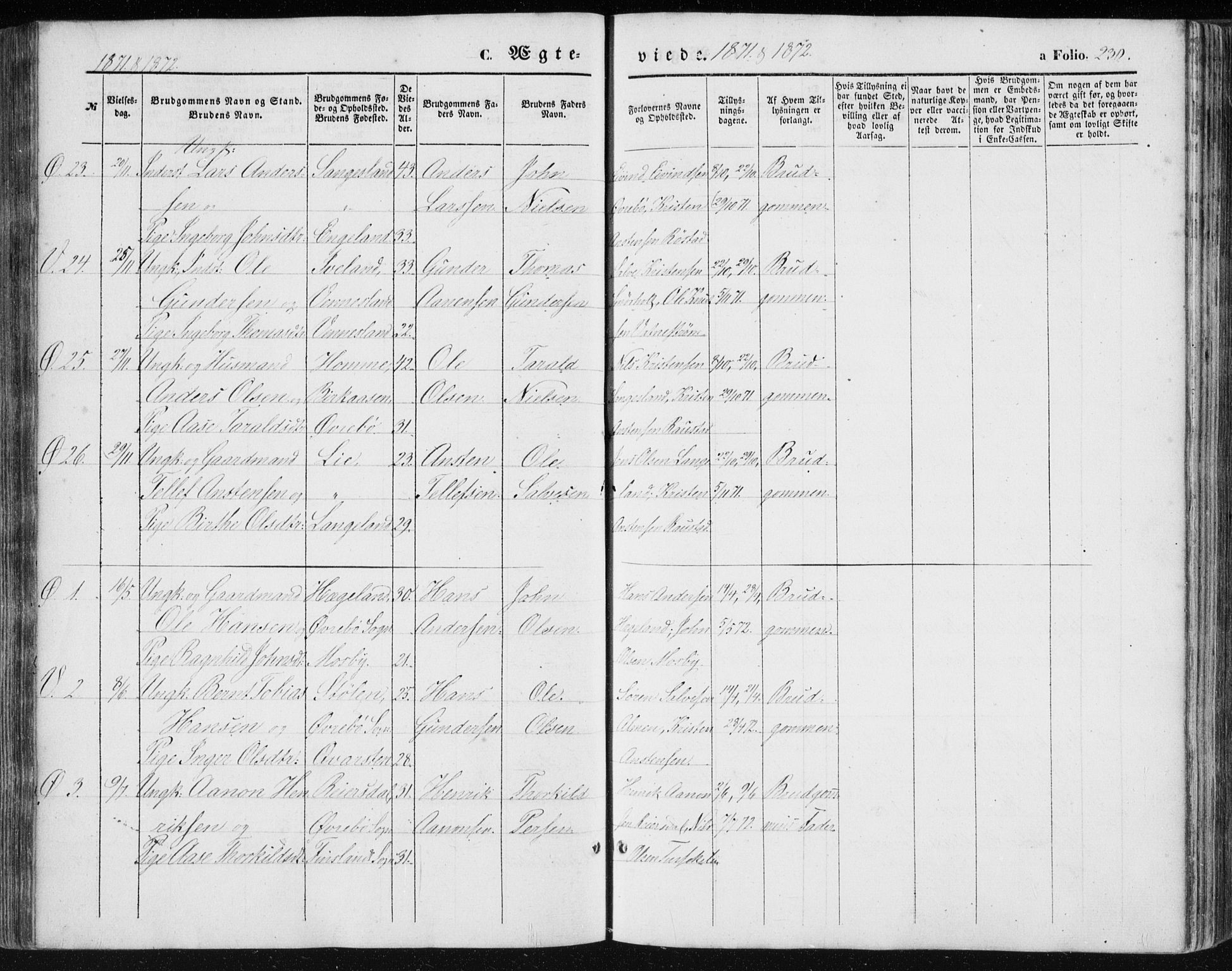 Vennesla sokneprestkontor, SAK/1111-0045/Fa/Fac/L0007: Parish register (official) no. A 7, 1855-1873, p. 230