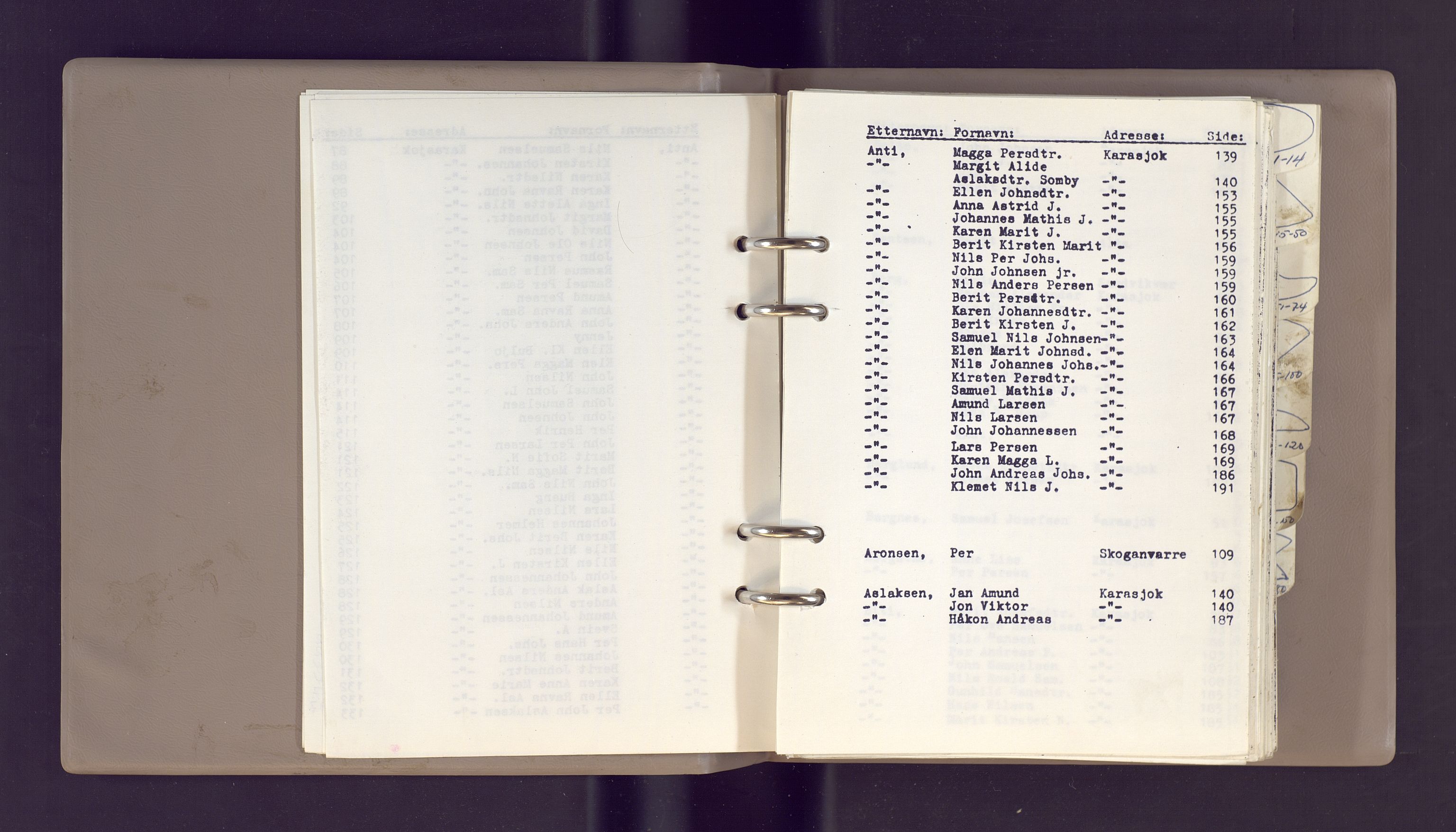 Lappefogden i Finnmark/Reindriftsforvaltningen Øst-Finnmark, AV/SATØ-S-1461/G/Gd/L0002/0002: Reinmerkeregisterprotokoller / Reinmerkeregisterprotokoll for Karasjok reinsogn, 1969