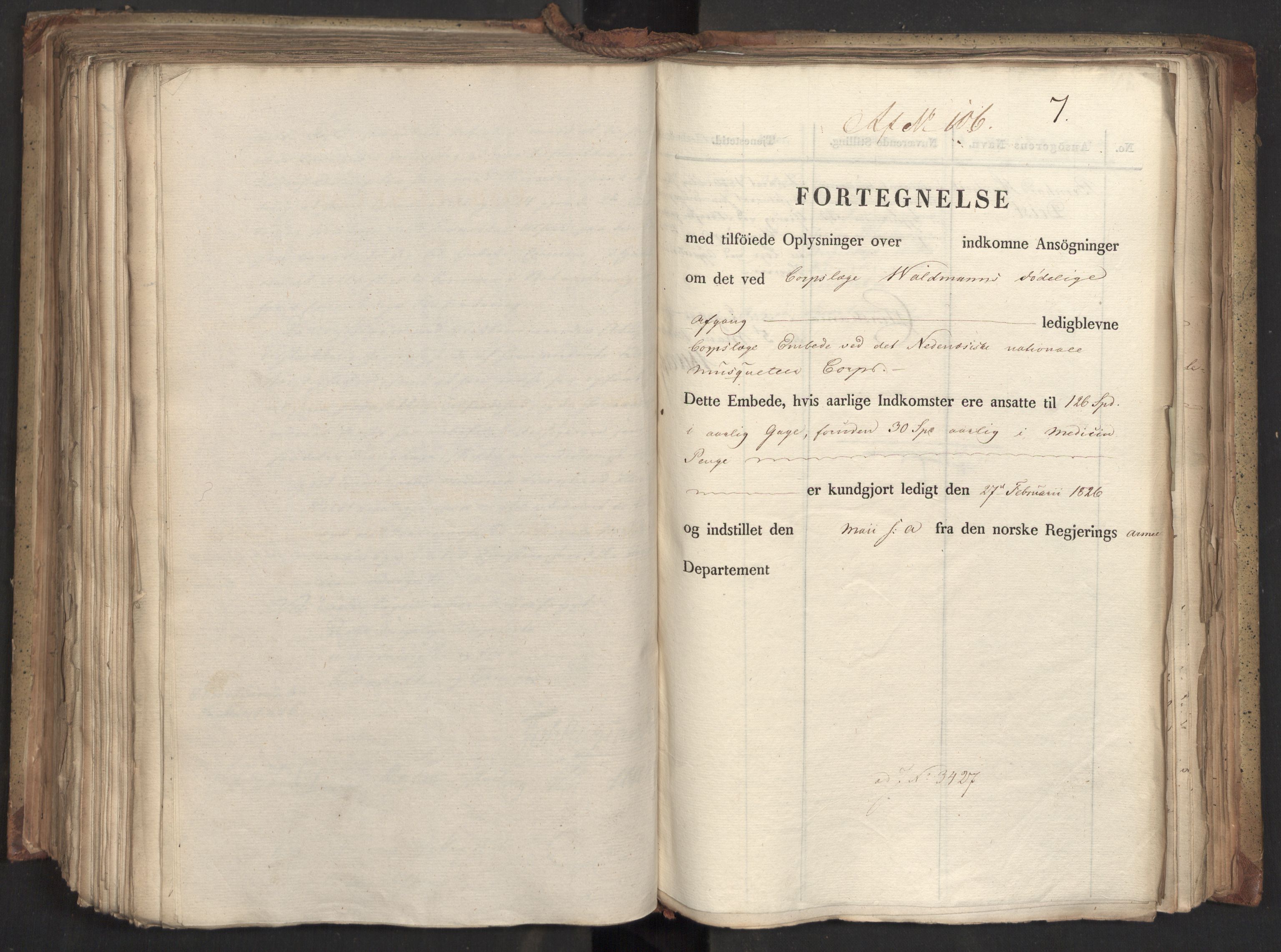 Statsrådsavdelingen i Stockholm, RA/S-1003/D/Da/L0046: Regjeringsinnstillinger nr. 3308-3500, 1826, p. 345