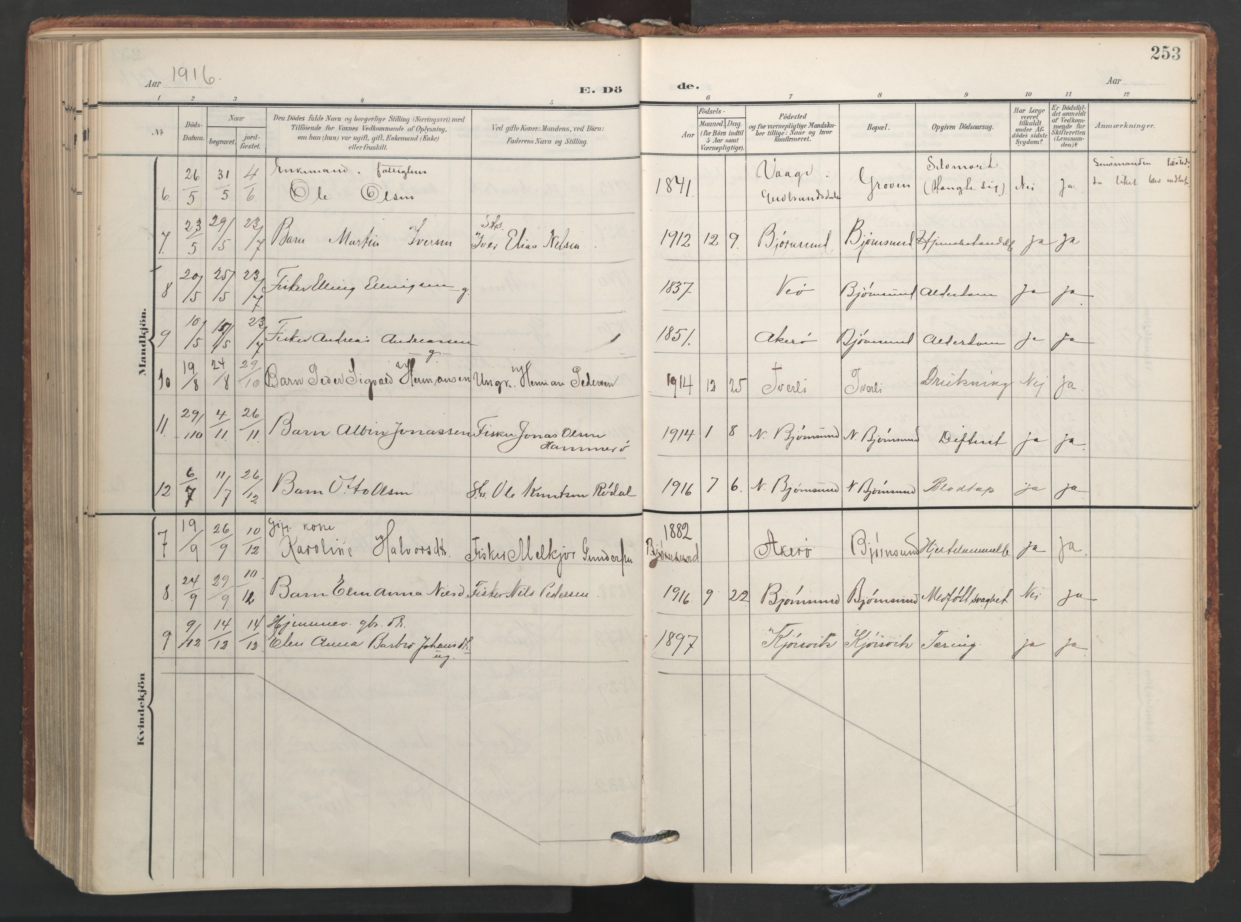 Ministerialprotokoller, klokkerbøker og fødselsregistre - Møre og Romsdal, AV/SAT-A-1454/565/L0751: Parish register (official) no. 565A05, 1905-1979, p. 253