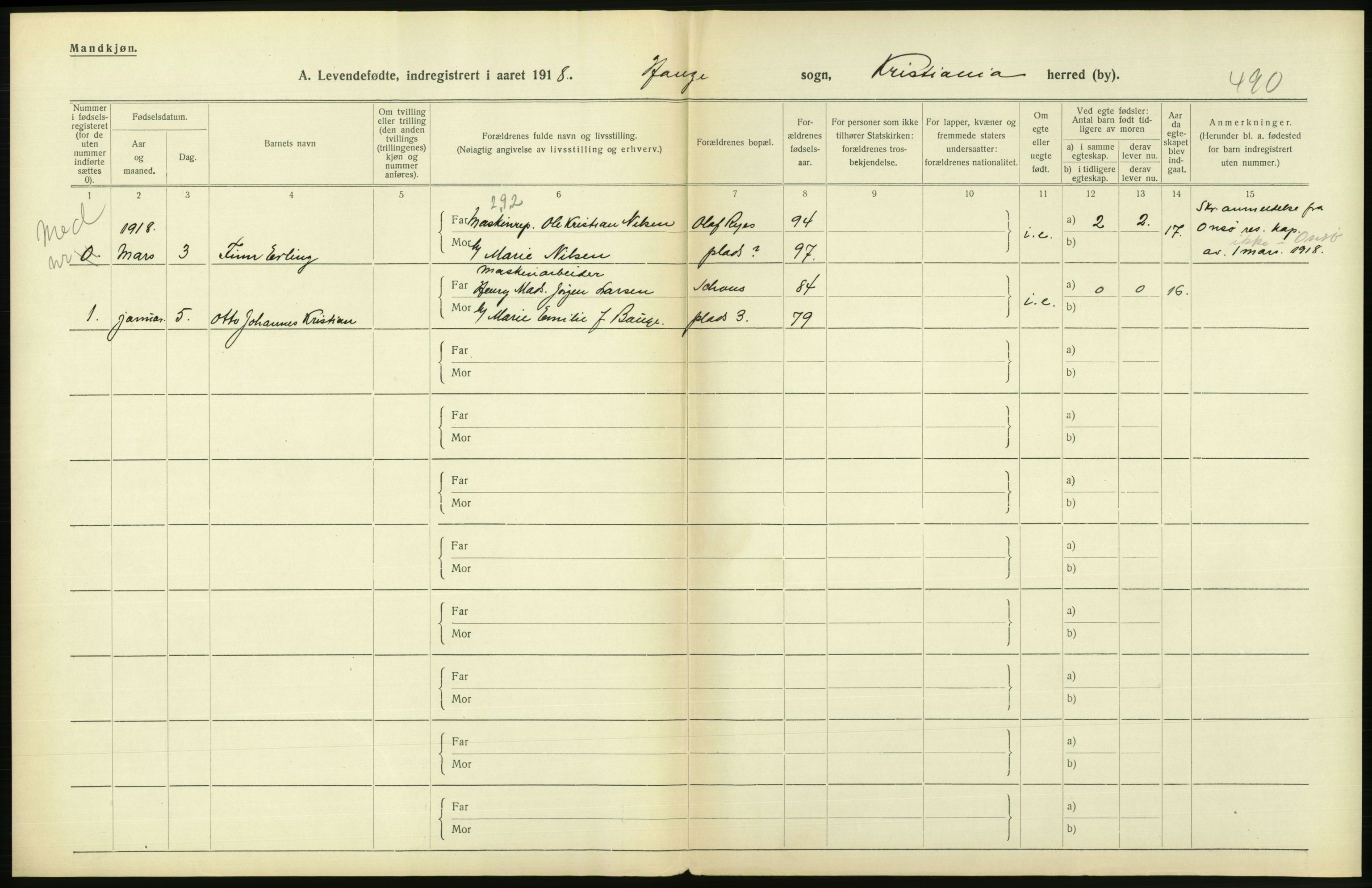 Statistisk sentralbyrå, Sosiodemografiske emner, Befolkning, RA/S-2228/D/Df/Dfb/Dfbh/L0008: Kristiania: Levendefødte menn og kvinner., 1918, p. 656