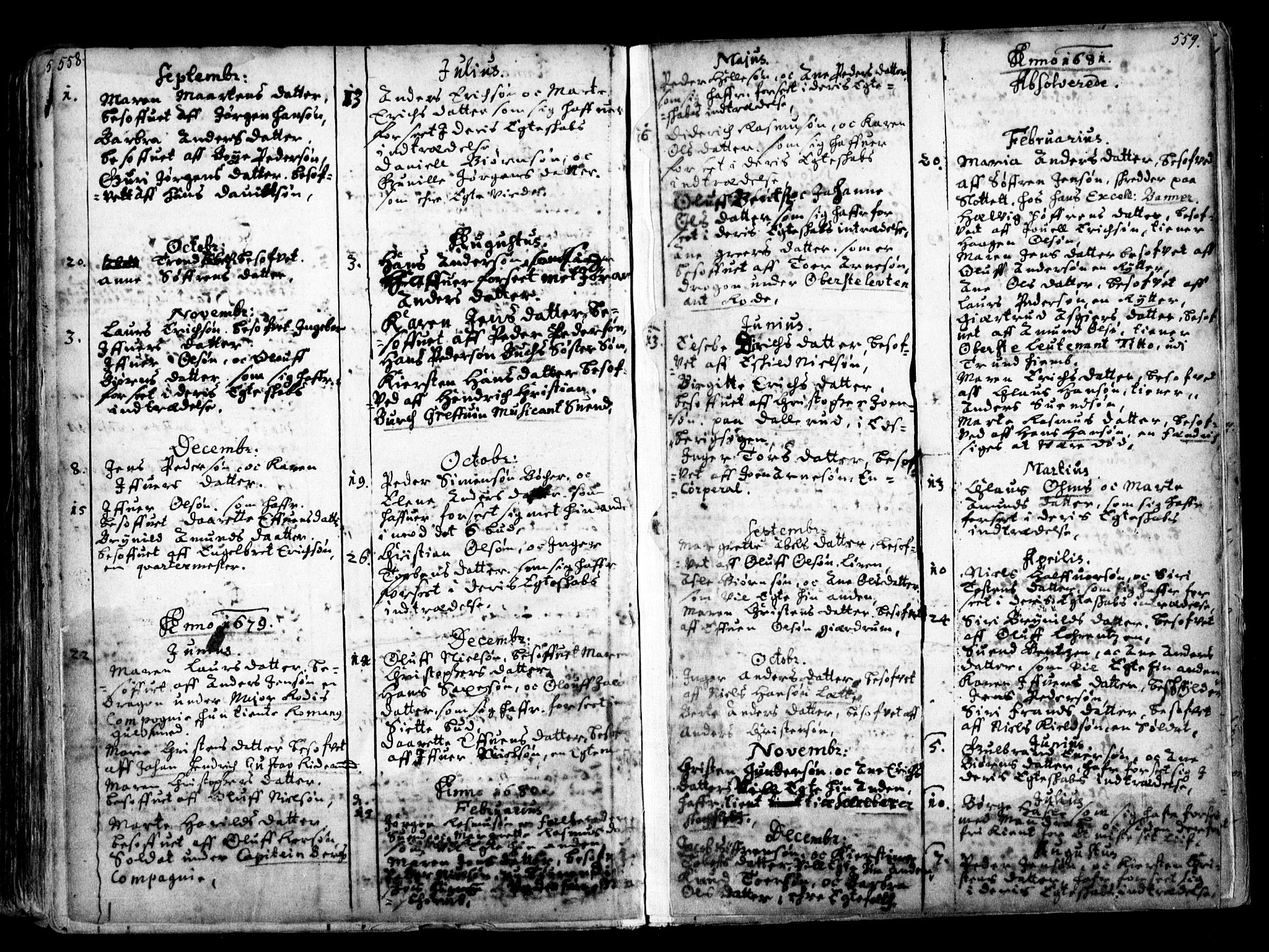 Oslo domkirke Kirkebøker, AV/SAO-A-10752/F/Fa/L0001: Parish register (official) no. 1, 1648-1704, p. 558-559