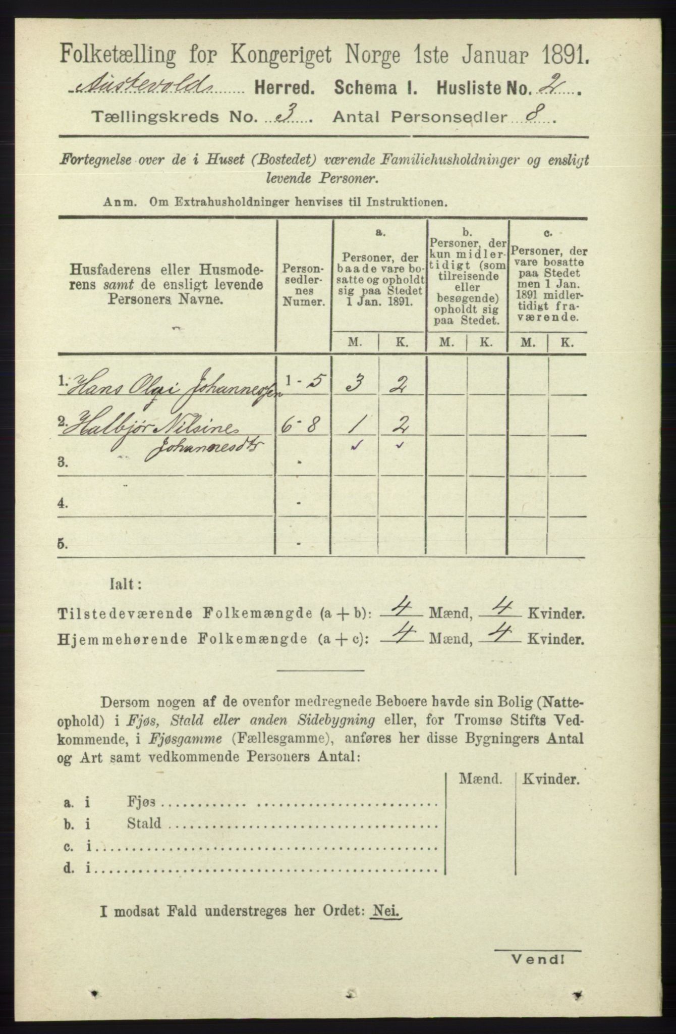 RA, 1891 census for 1244 Austevoll, 1891, p. 899