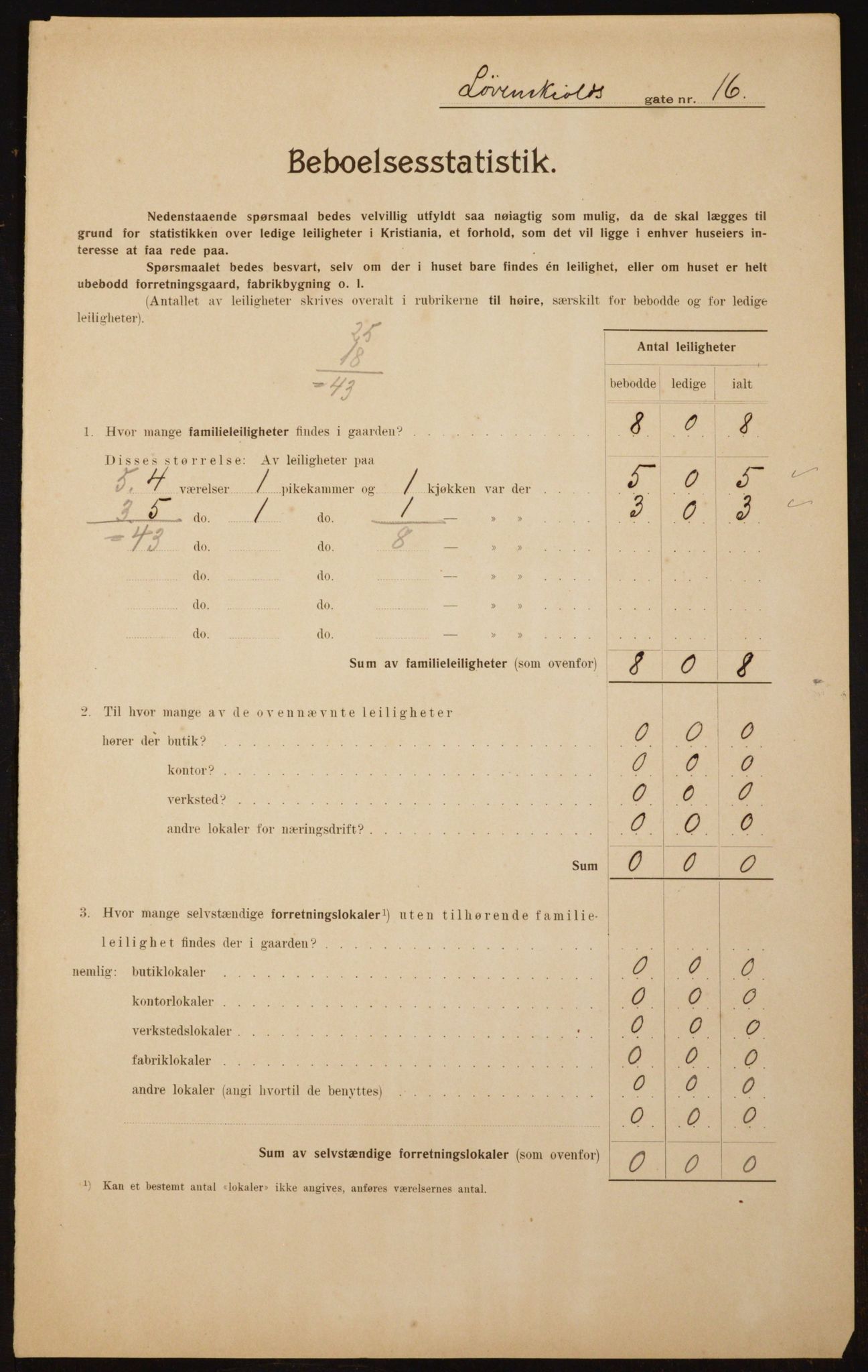 OBA, Municipal Census 1910 for Kristiania, 1910, p. 57039