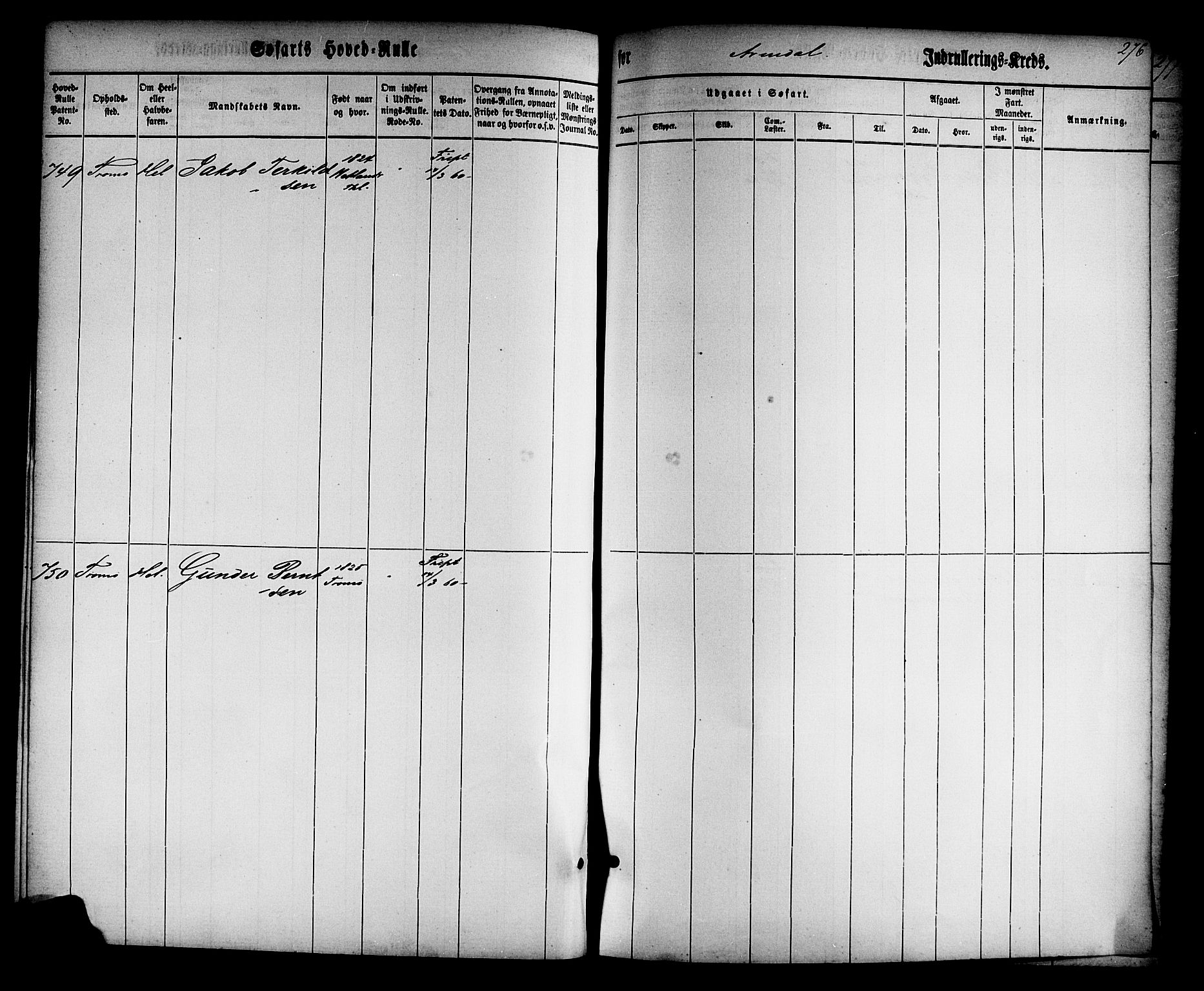 Arendal mønstringskrets, SAK/2031-0012/F/Fb/L0008: Hovedrulle nr 1-766, S-6, 1860-1865, p. 383