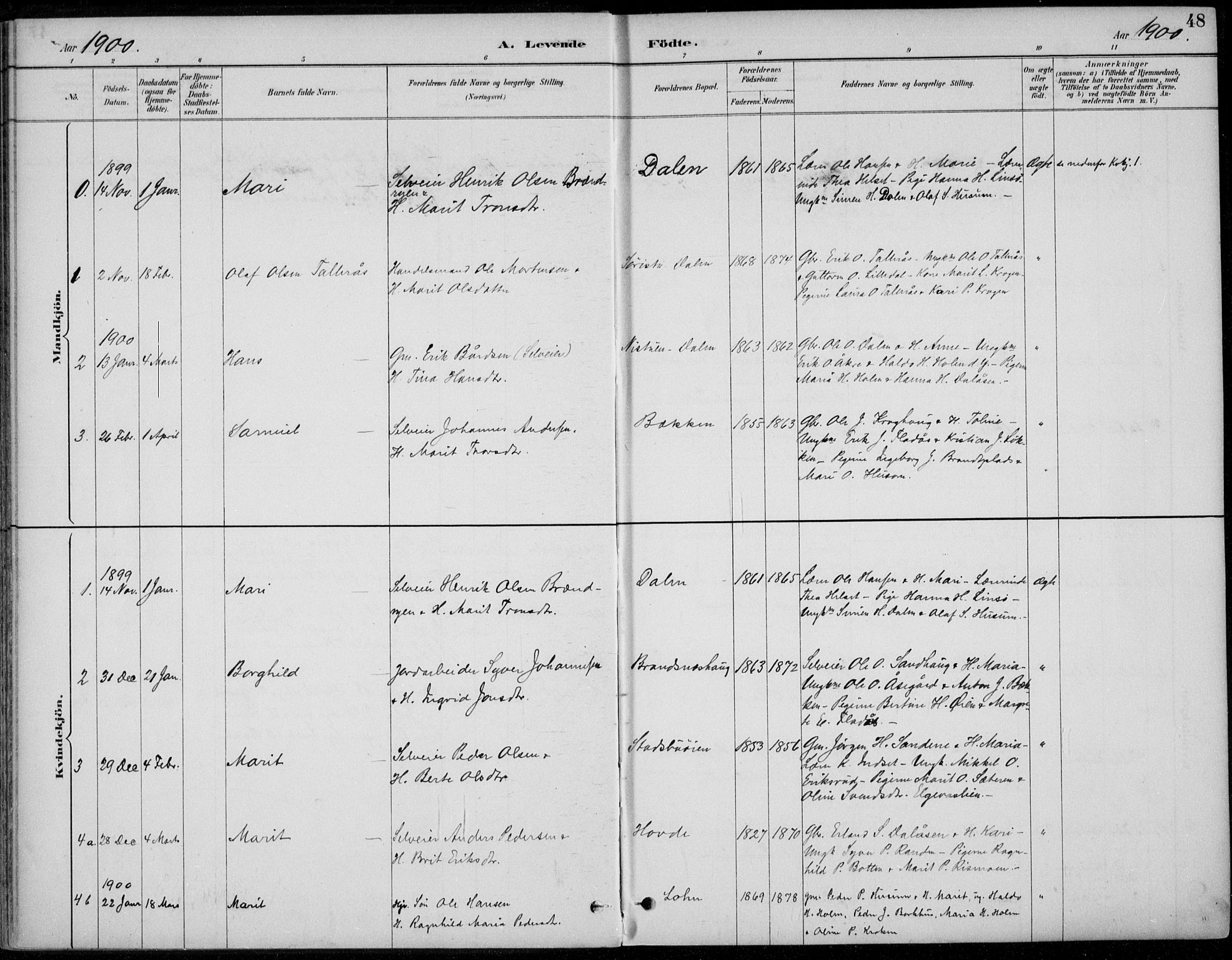 Alvdal prestekontor, SAH/PREST-060/H/Ha/Haa/L0003: Parish register (official) no. 3, 1886-1912, p. 48