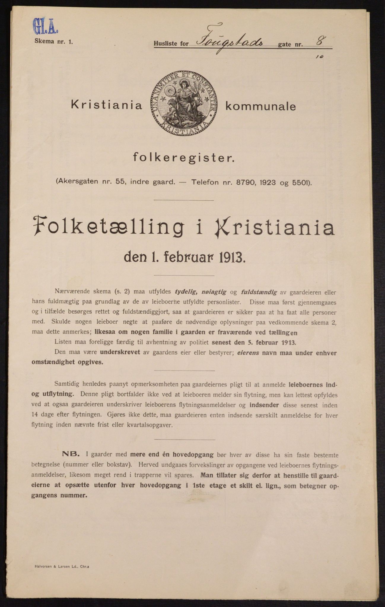 OBA, Municipal Census 1913 for Kristiania, 1913, p. 25478