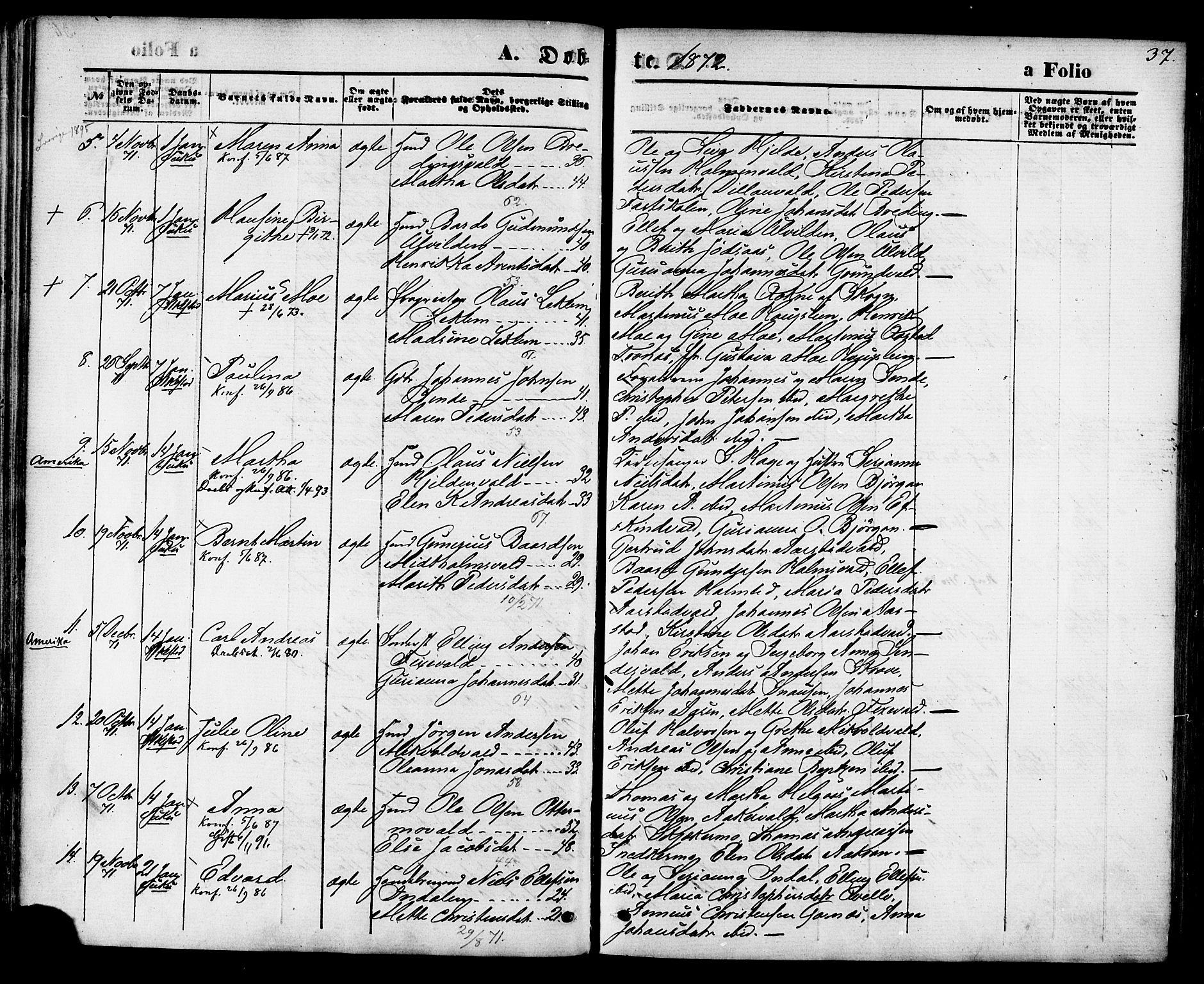 Ministerialprotokoller, klokkerbøker og fødselsregistre - Nord-Trøndelag, SAT/A-1458/723/L0242: Parish register (official) no. 723A11, 1870-1880, p. 37