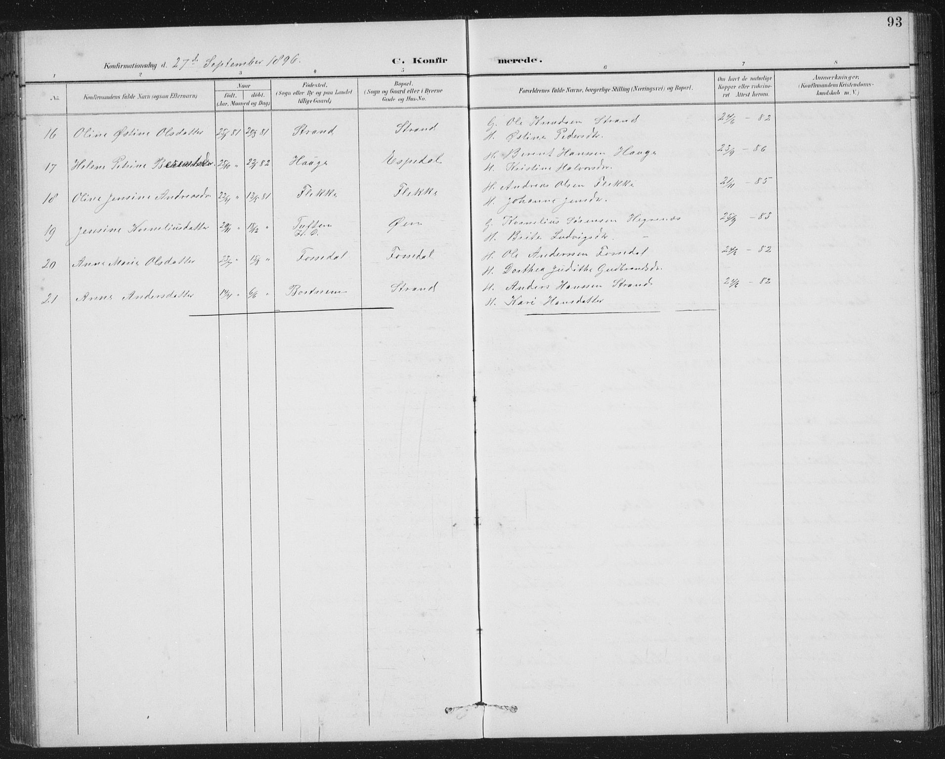 Fjaler sokneprestembete, AV/SAB-A-79801/H/Hab/Habc/L0003: Parish register (copy) no. C 3, 1894-1917, p. 93