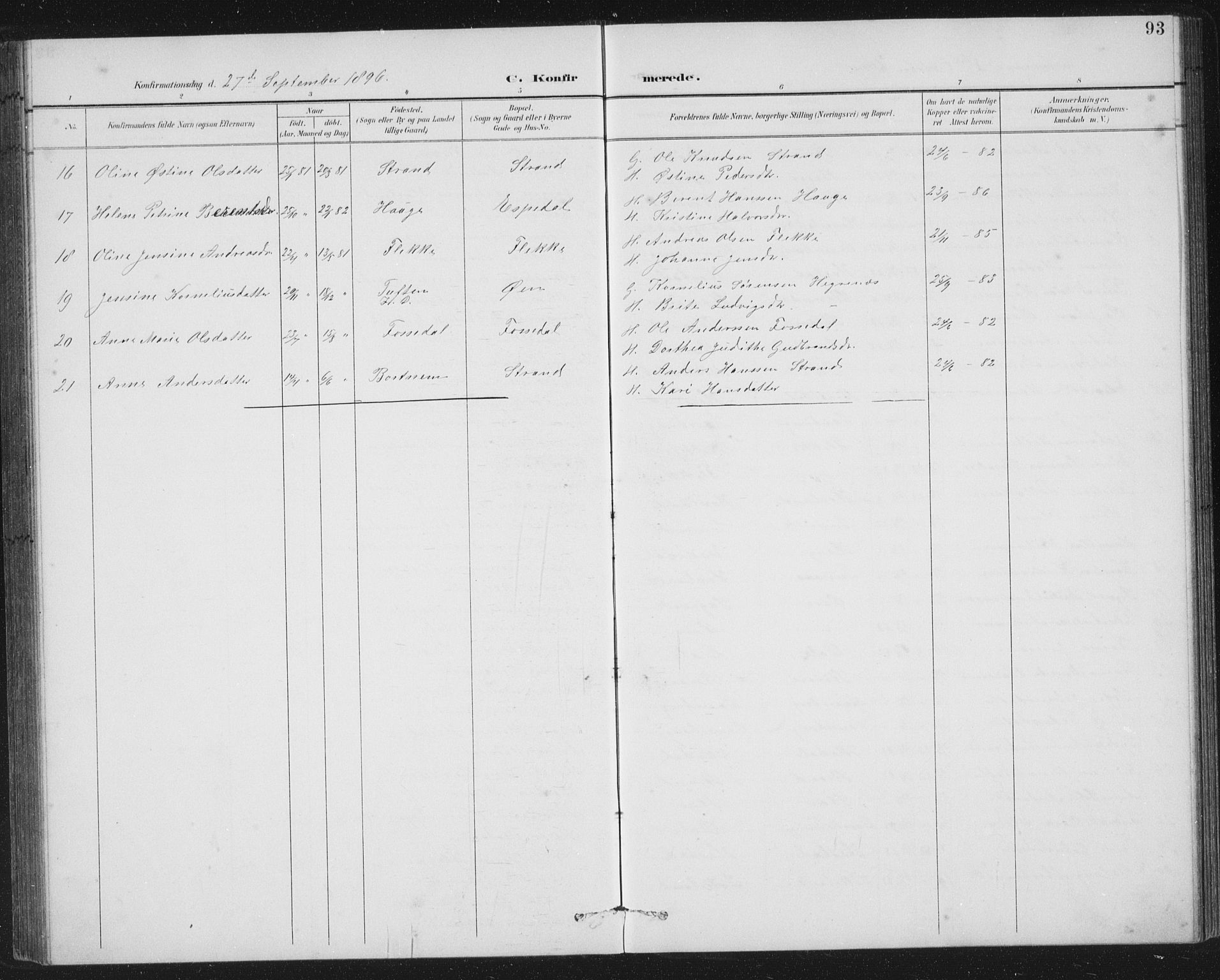 Fjaler sokneprestembete, SAB/A-79801/H/Hab/Habc/L0003: Parish register (copy) no. C 3, 1894-1917, p. 93