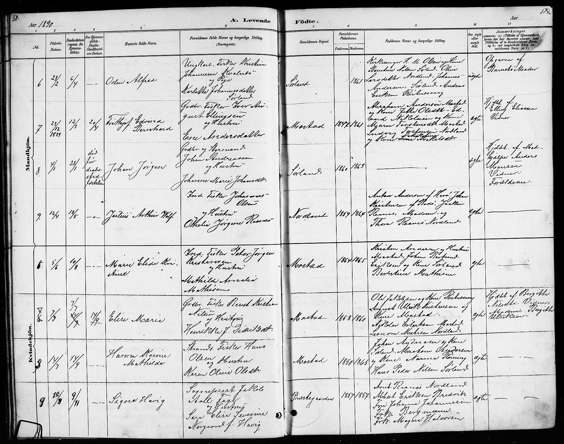 Ministerialprotokoller, klokkerbøker og fødselsregistre - Nordland, SAT/A-1459/807/L0123: Parish register (copy) no. 807C01, 1884-1910, p. 50-51
