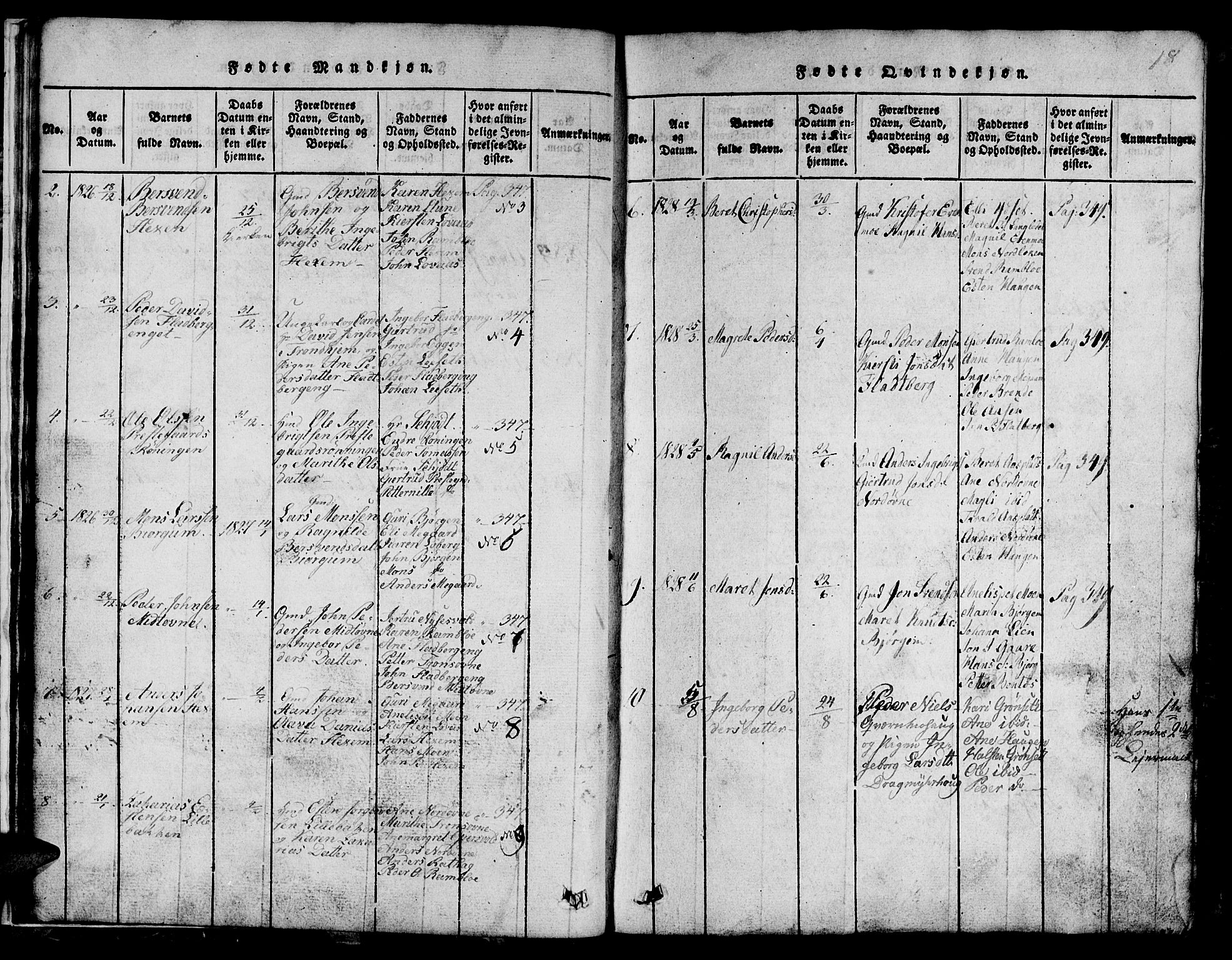 Ministerialprotokoller, klokkerbøker og fødselsregistre - Sør-Trøndelag, SAT/A-1456/685/L0976: Parish register (copy) no. 685C01, 1817-1878, p. 18