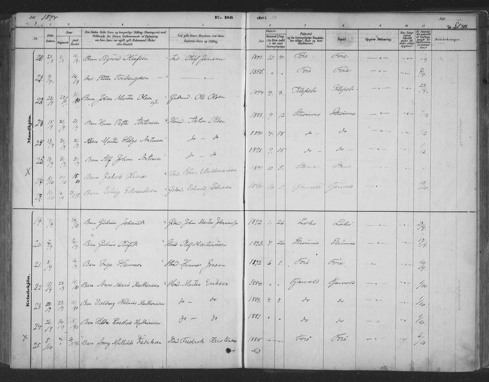 Ministerialprotokoller, klokkerbøker og fødselsregistre - Nordland, AV/SAT-A-1459/891/L1302: Parish register (official) no. 891A07, 1878-1895, p. 398