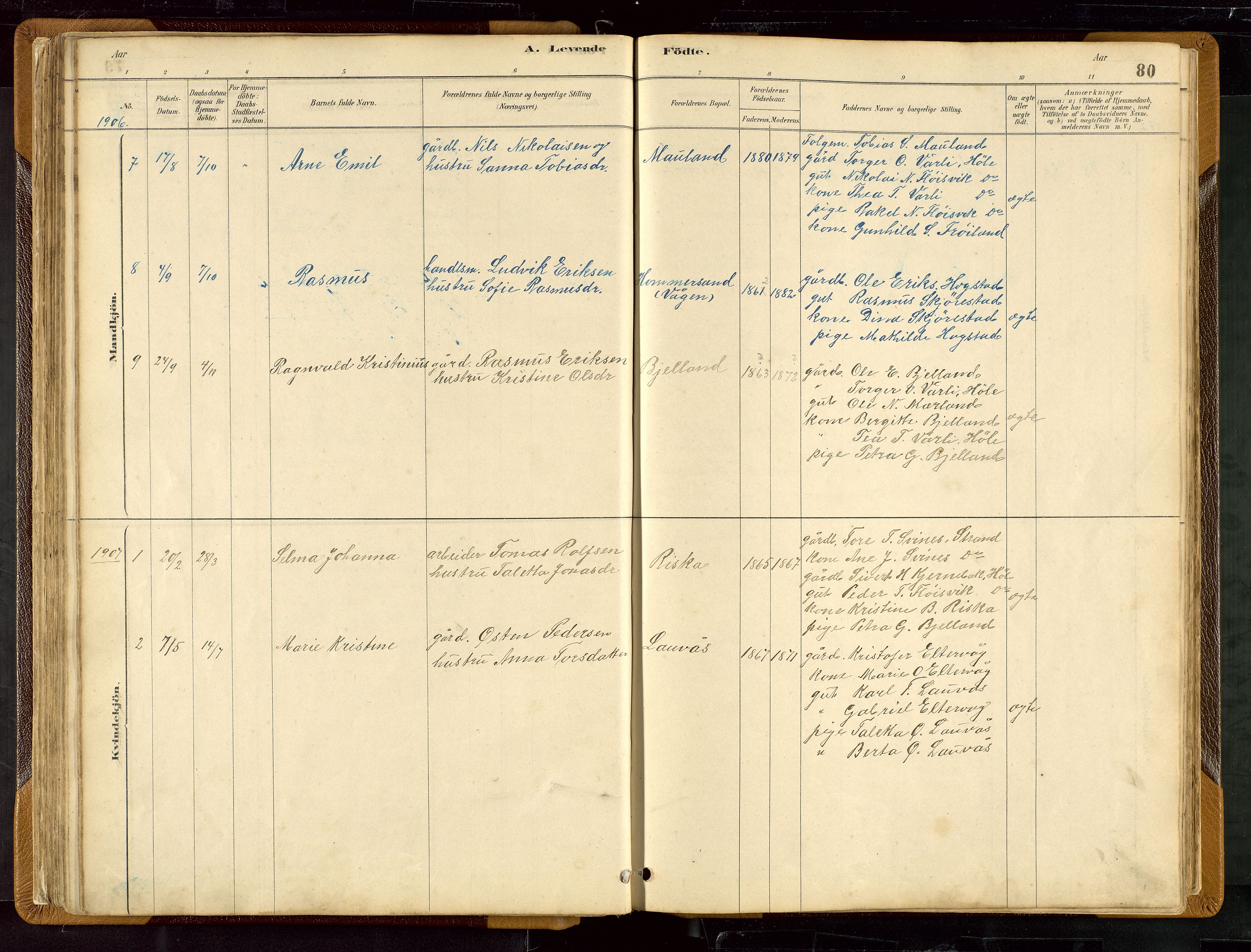 Hetland sokneprestkontor, SAST/A-101826/30/30BB/L0007: Parish register (copy) no. B 7, 1878-1910, p. 80