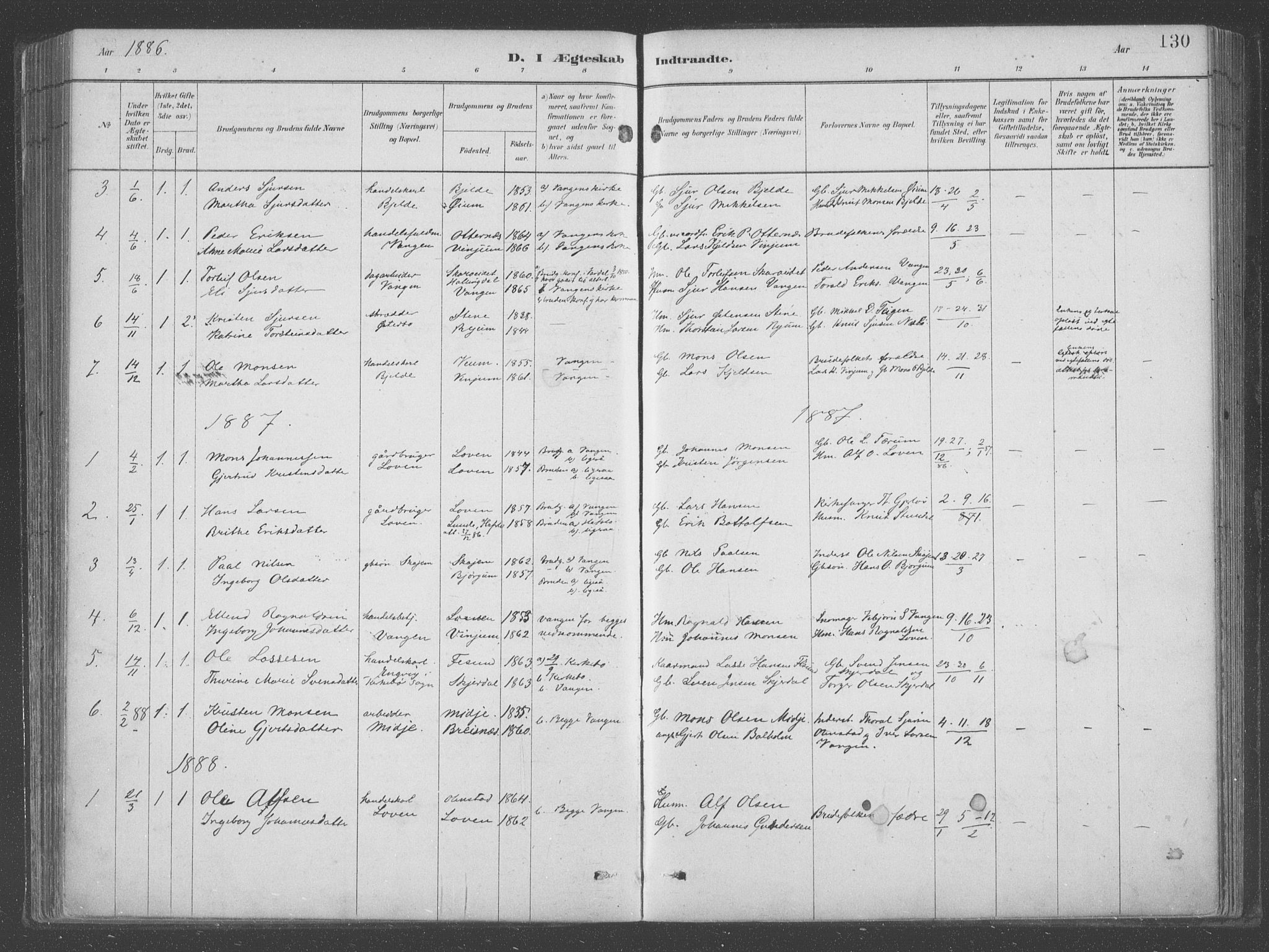 Aurland sokneprestembete, SAB/A-99937/H/Ha/Hab/L0001: Parish register (official) no. B  1, 1880-1909, p. 130