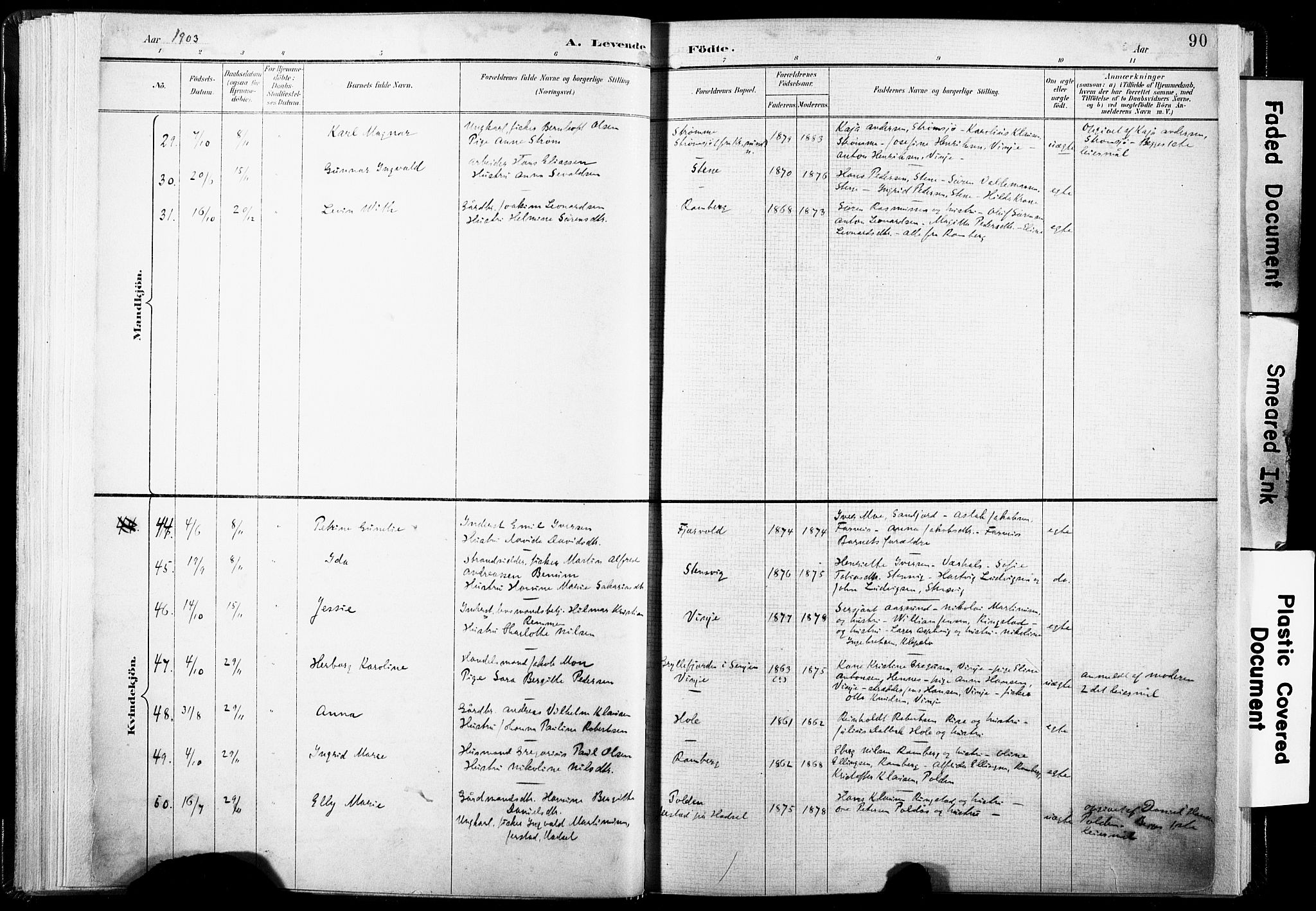 Ministerialprotokoller, klokkerbøker og fødselsregistre - Nordland, AV/SAT-A-1459/891/L1304: Parish register (official) no. 891A09, 1895-1921, p. 90