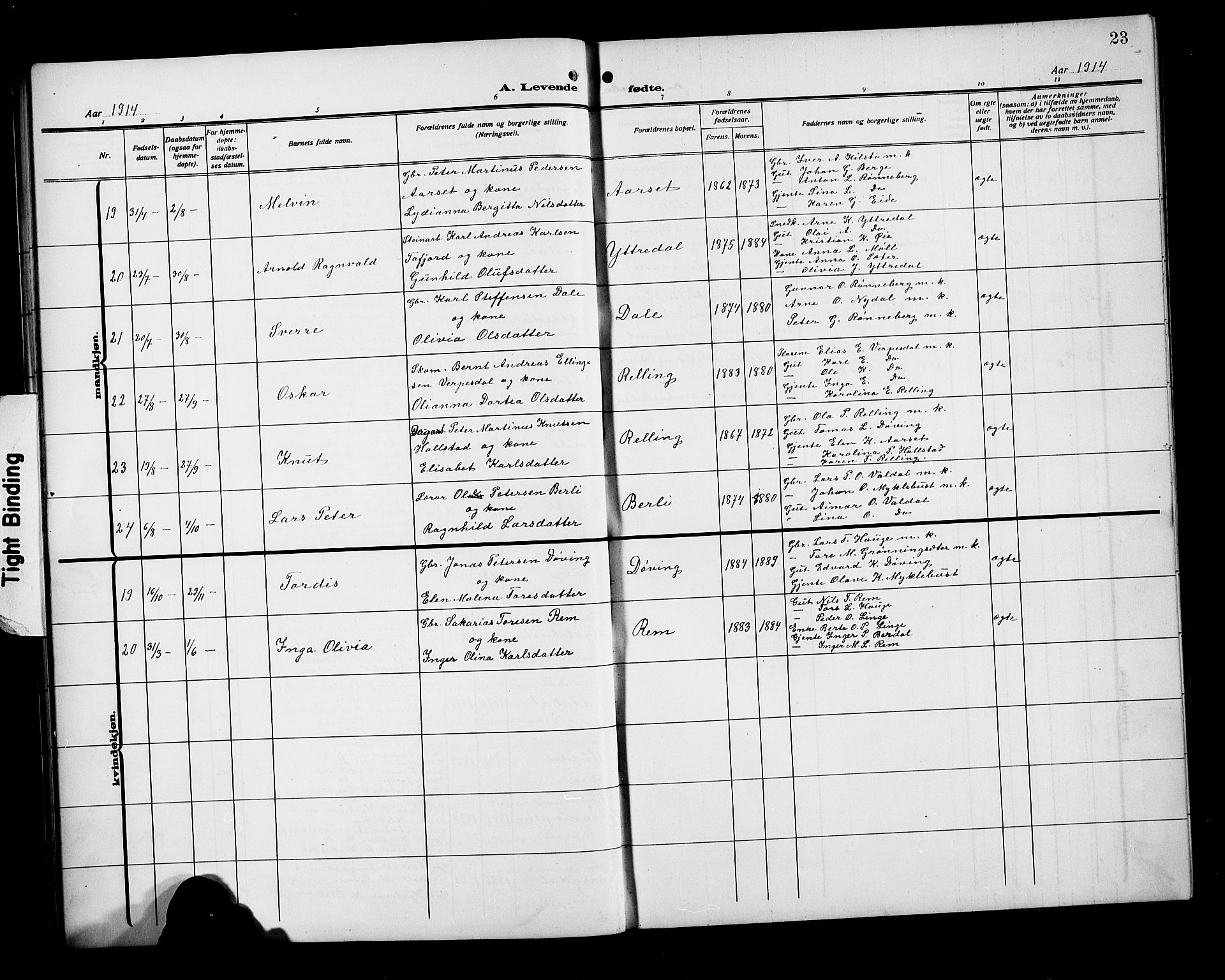 Ministerialprotokoller, klokkerbøker og fødselsregistre - Møre og Romsdal, AV/SAT-A-1454/519/L0265: Parish register (copy) no. 519C06, 1911-1921, p. 23