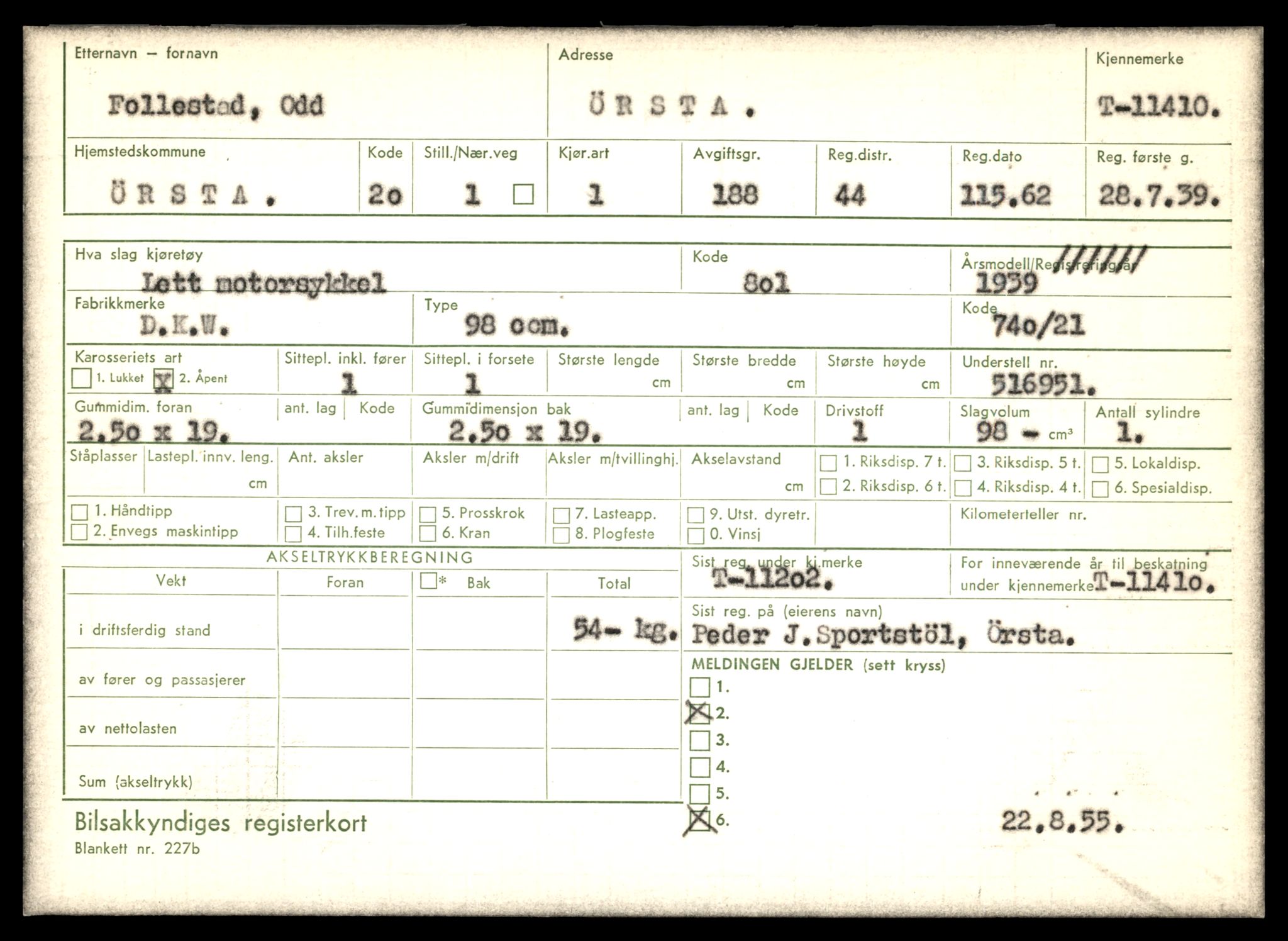 Møre og Romsdal vegkontor - Ålesund trafikkstasjon, SAT/A-4099/F/Fe/L0028: Registreringskort for kjøretøy T 11290 - T 11429, 1927-1998, p. 2727