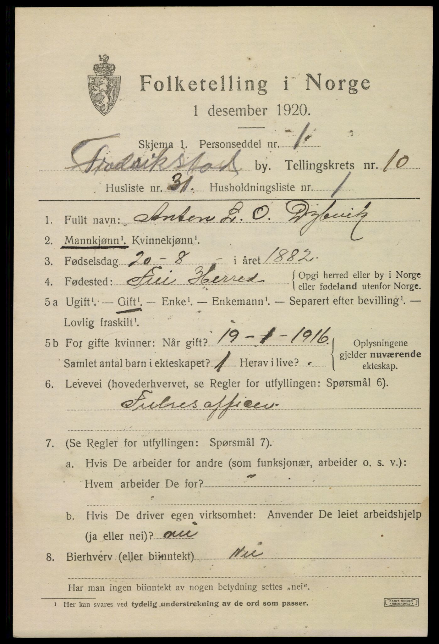 SAO, 1920 census for Fredrikstad, 1920, p. 27359