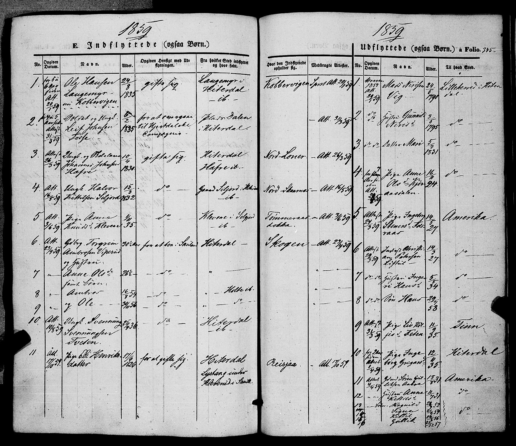 Hjartdal kirkebøker, SAKO/A-270/F/Fa/L0008: Parish register (official) no. I 8, 1844-1859, p. 345