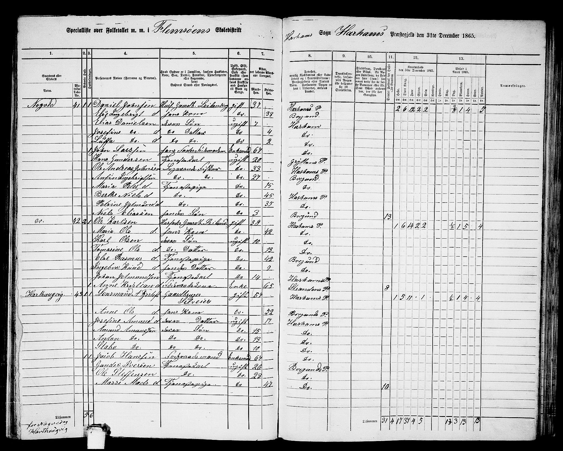 RA, 1865 census for Haram, 1865, p. 24