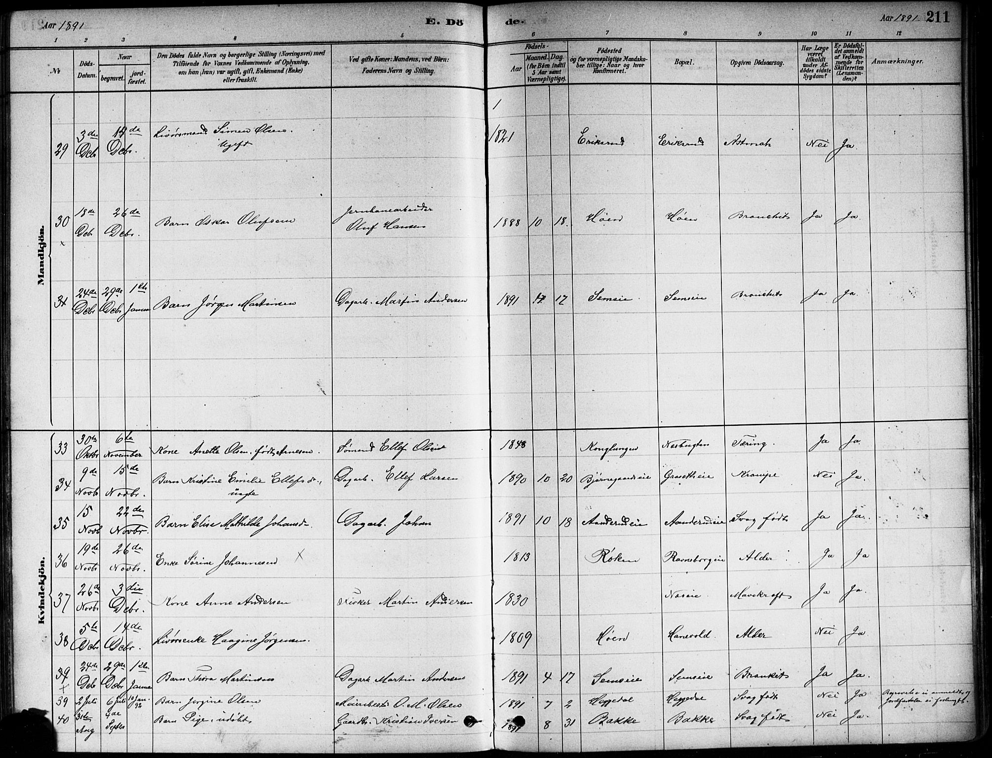 Asker prestekontor Kirkebøker, AV/SAO-A-10256a/F/Fa/L0013: Parish register (official) no. I 13, 1879-1896, p. 211