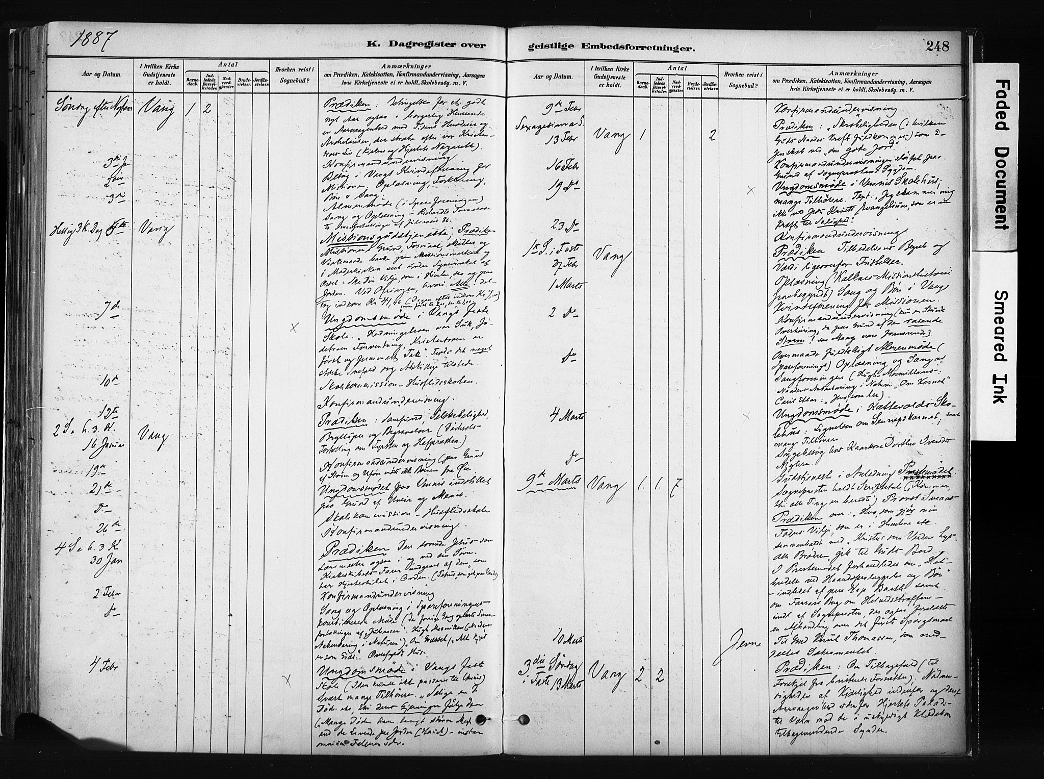 Vang prestekontor, Valdres, SAH/PREST-140/H/Ha/L0008: Parish register (official) no. 8, 1882-1910, p. 248