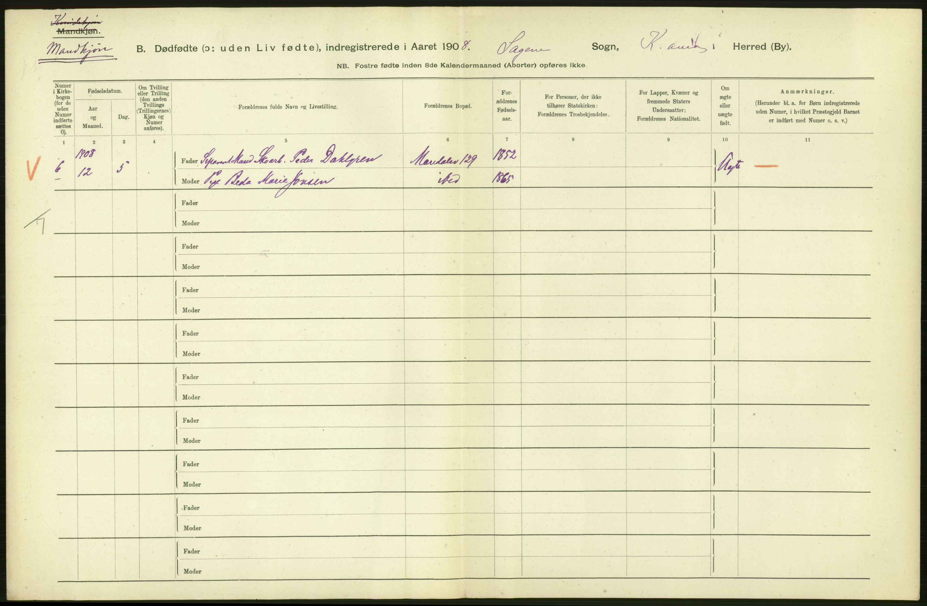 Statistisk sentralbyrå, Sosiodemografiske emner, Befolkning, AV/RA-S-2228/D/Df/Dfa/Dfaf/L0009: Kristiania: Døde, dødfødte., 1908, p. 358