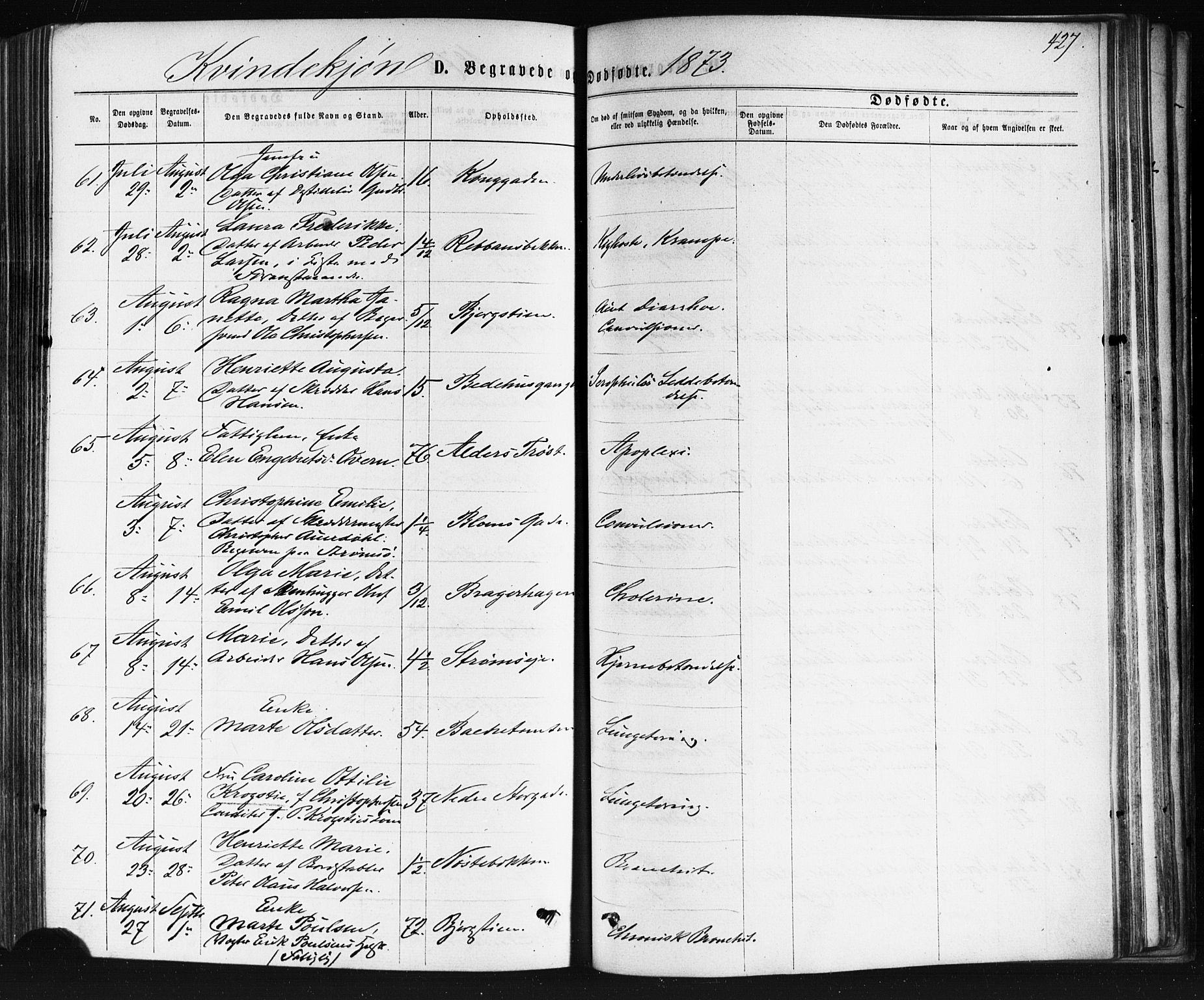 Bragernes kirkebøker, AV/SAKO-A-6/F/Fb/L0004: Parish register (official) no. II 4, 1869-1875, p. 427