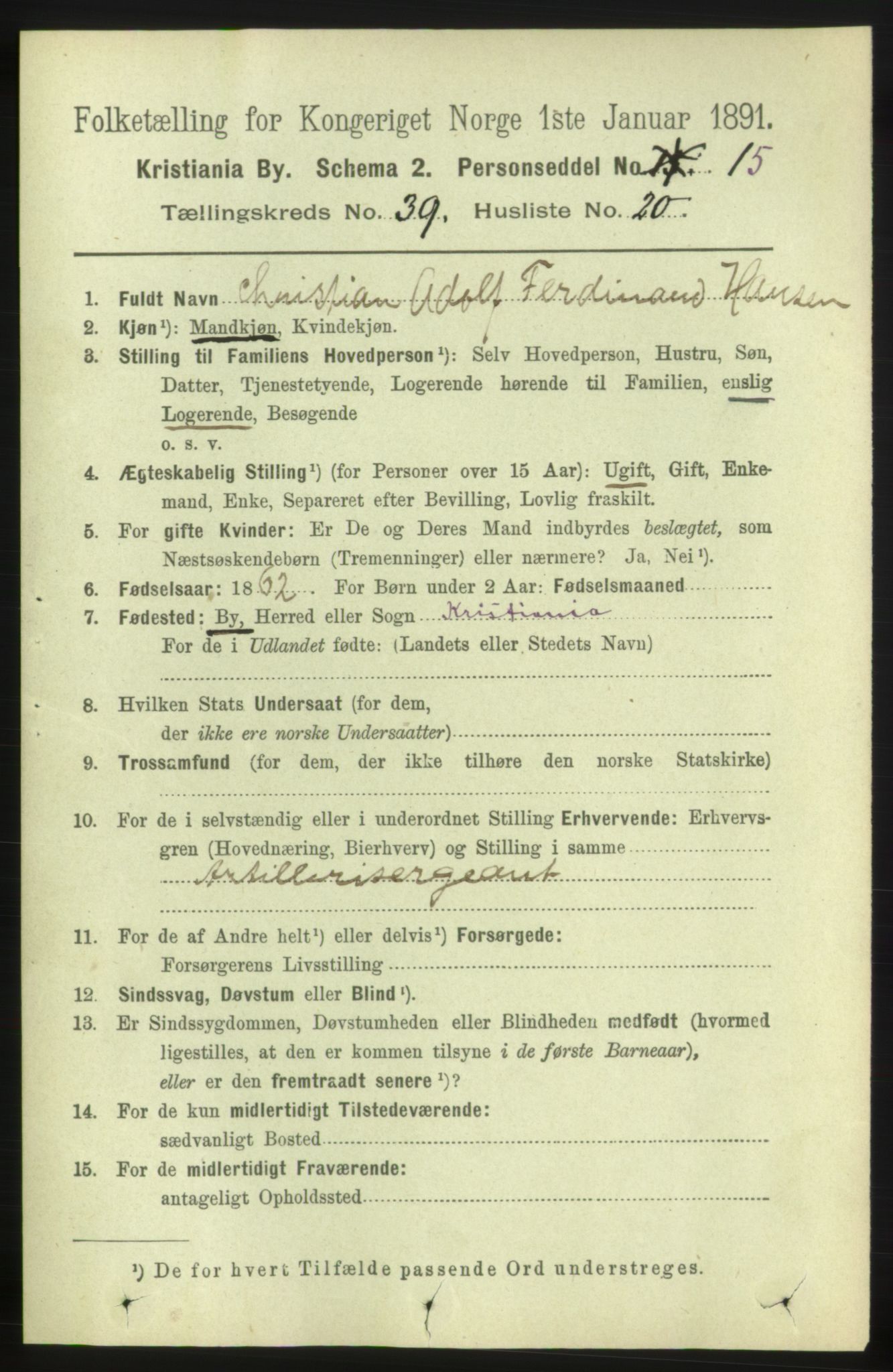 RA, 1891 census for 0301 Kristiania, 1891, p. 22327