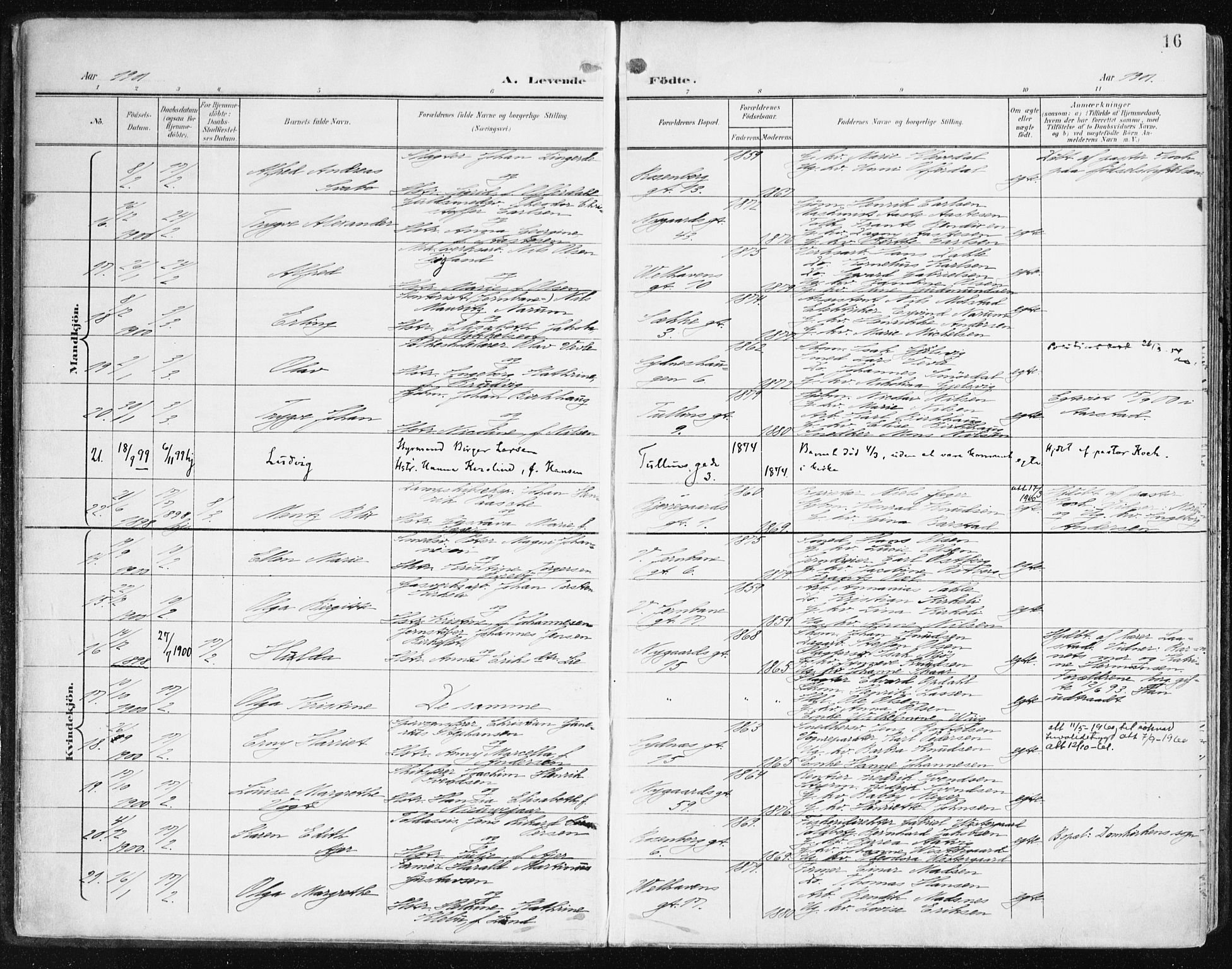 Johanneskirken sokneprestembete, AV/SAB-A-76001/H/Haa/L0002: Parish register (official) no. A 2, 1900-1912, p. 16