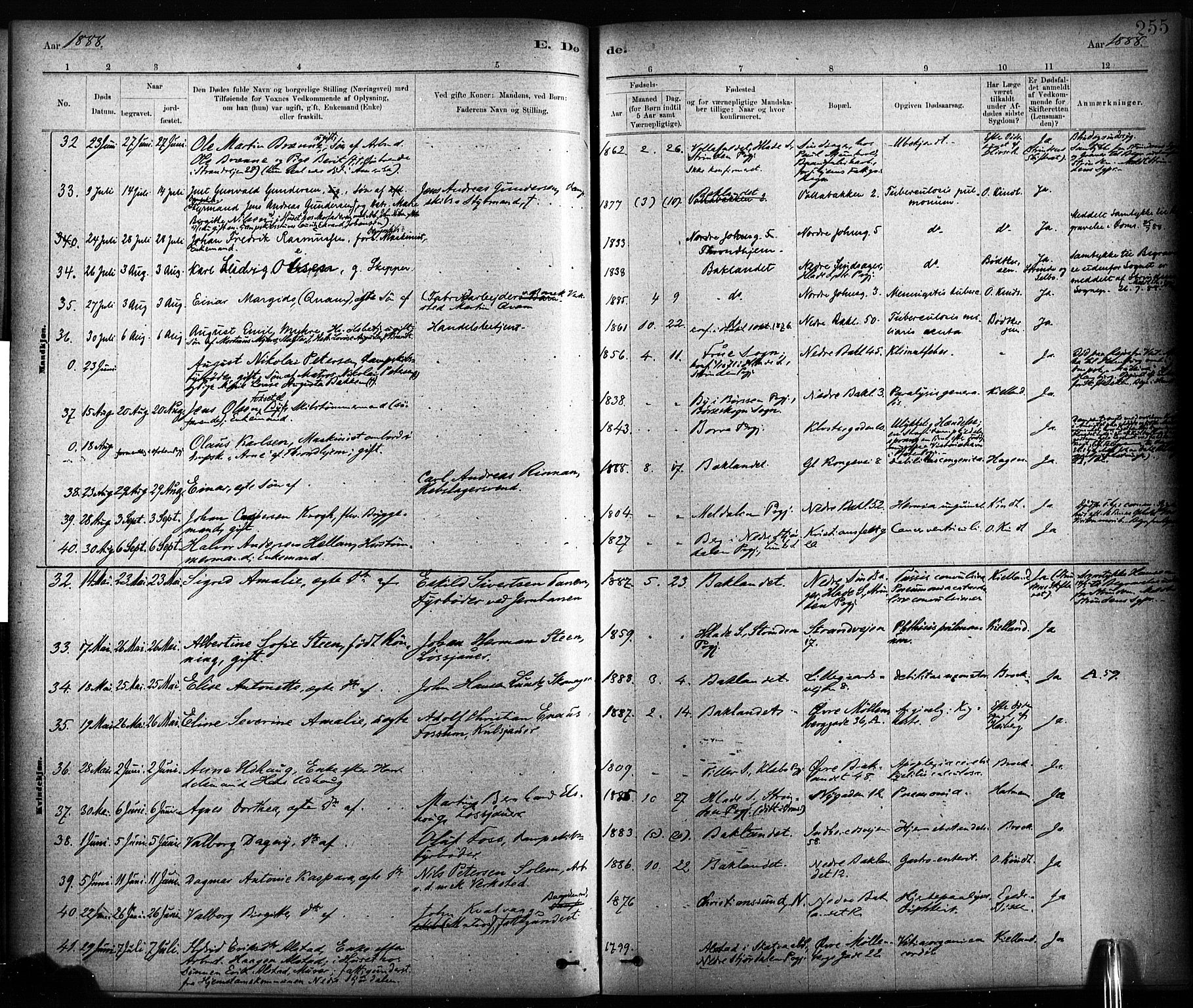 Ministerialprotokoller, klokkerbøker og fødselsregistre - Sør-Trøndelag, AV/SAT-A-1456/604/L0189: Parish register (official) no. 604A10, 1878-1892, p. 255