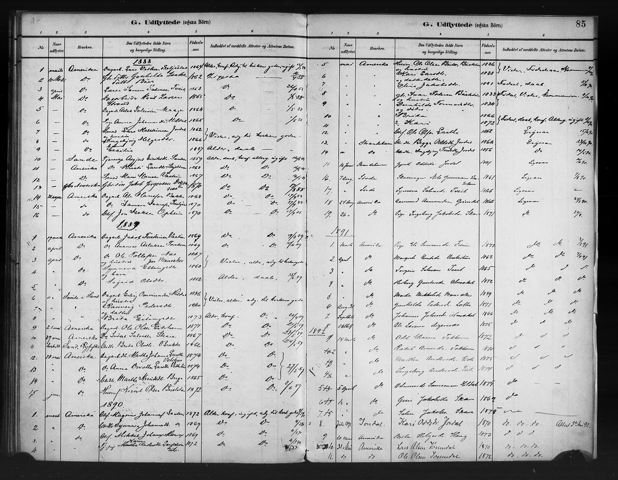 Odda Sokneprestembete, AV/SAB-A-77201/H/Haa: Parish register (official) no. A 1, 1883-1919, p. 85