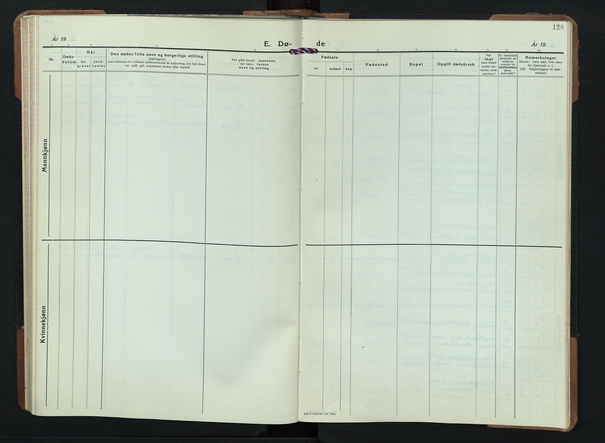 Skjåk prestekontor, SAH/PREST-072/H/Ha/Hab/L0007: Parish register (copy) no. 7, 1936-1958, p. 128