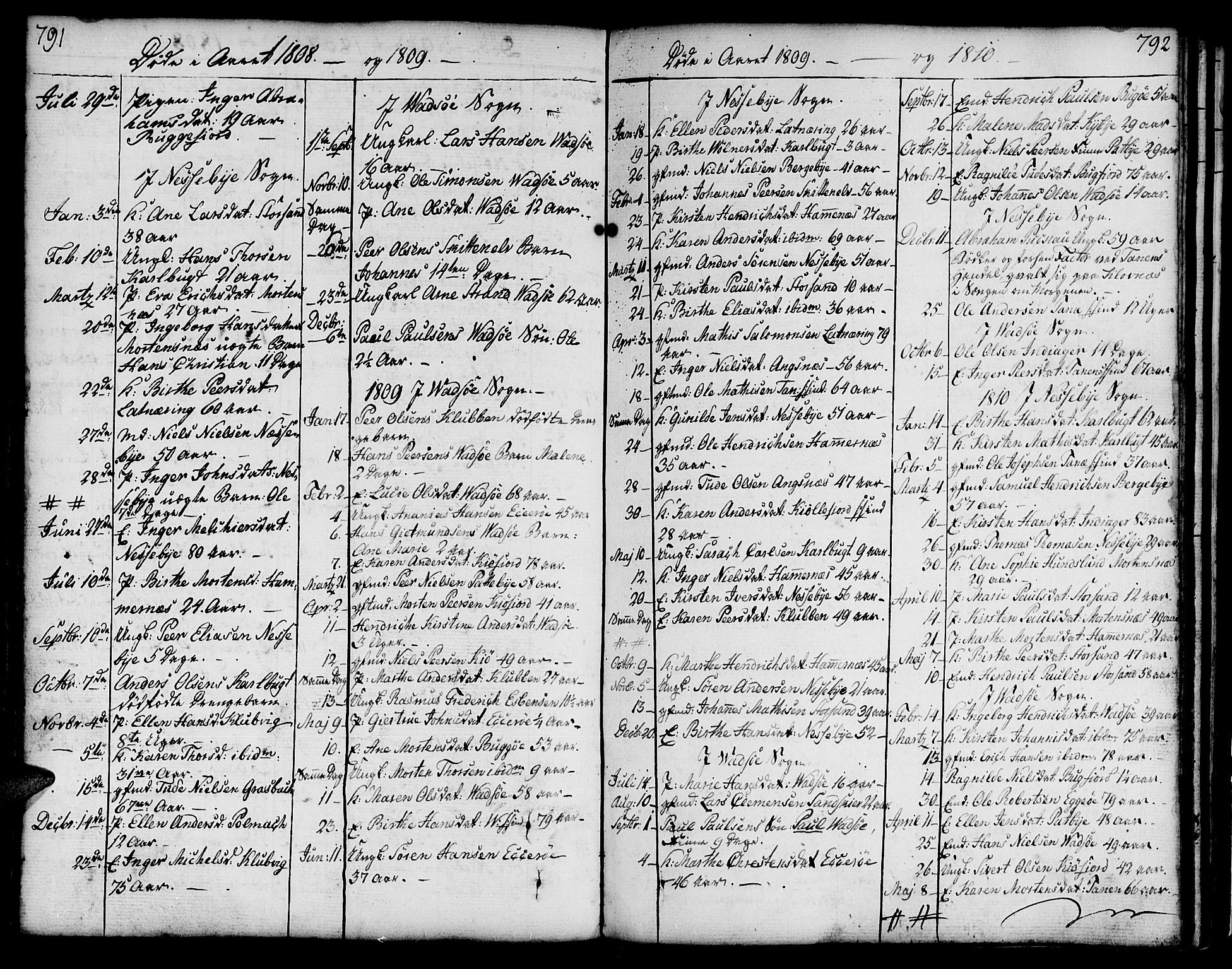Vadsø sokneprestkontor, SATØ/S-1325/H/Ha/L0002kirke: Parish register (official) no. 2, 1764-1821, p. 791-792