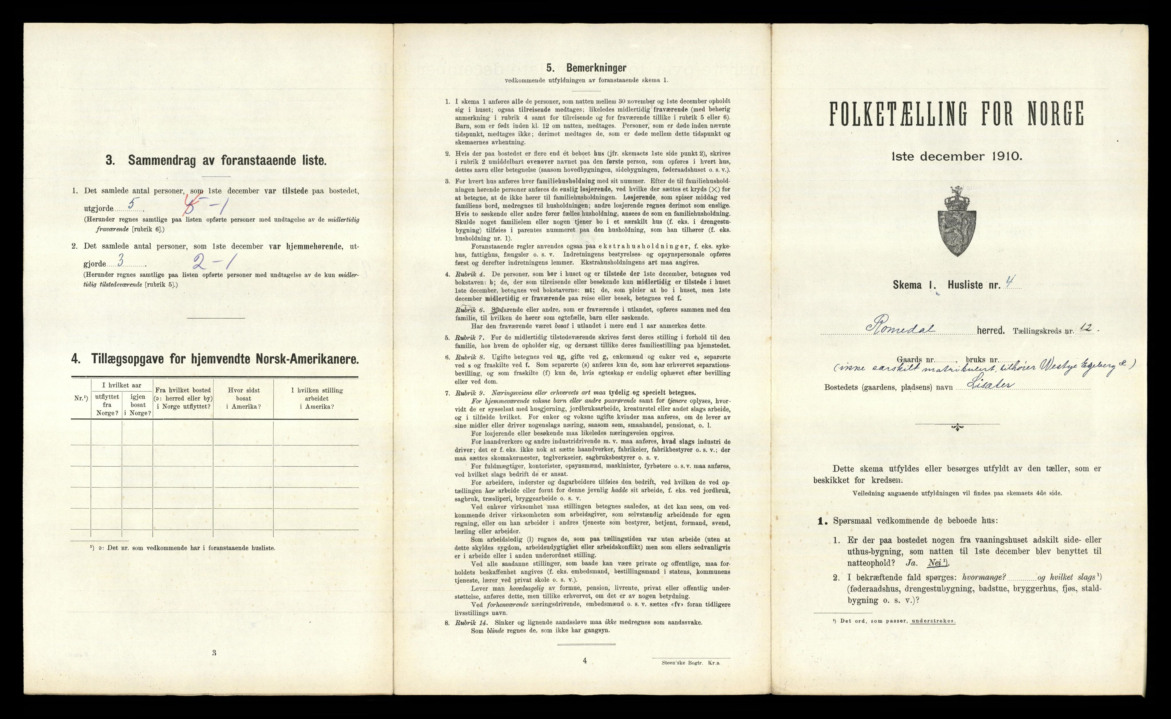 RA, 1910 census for Romedal, 1910, p. 1793