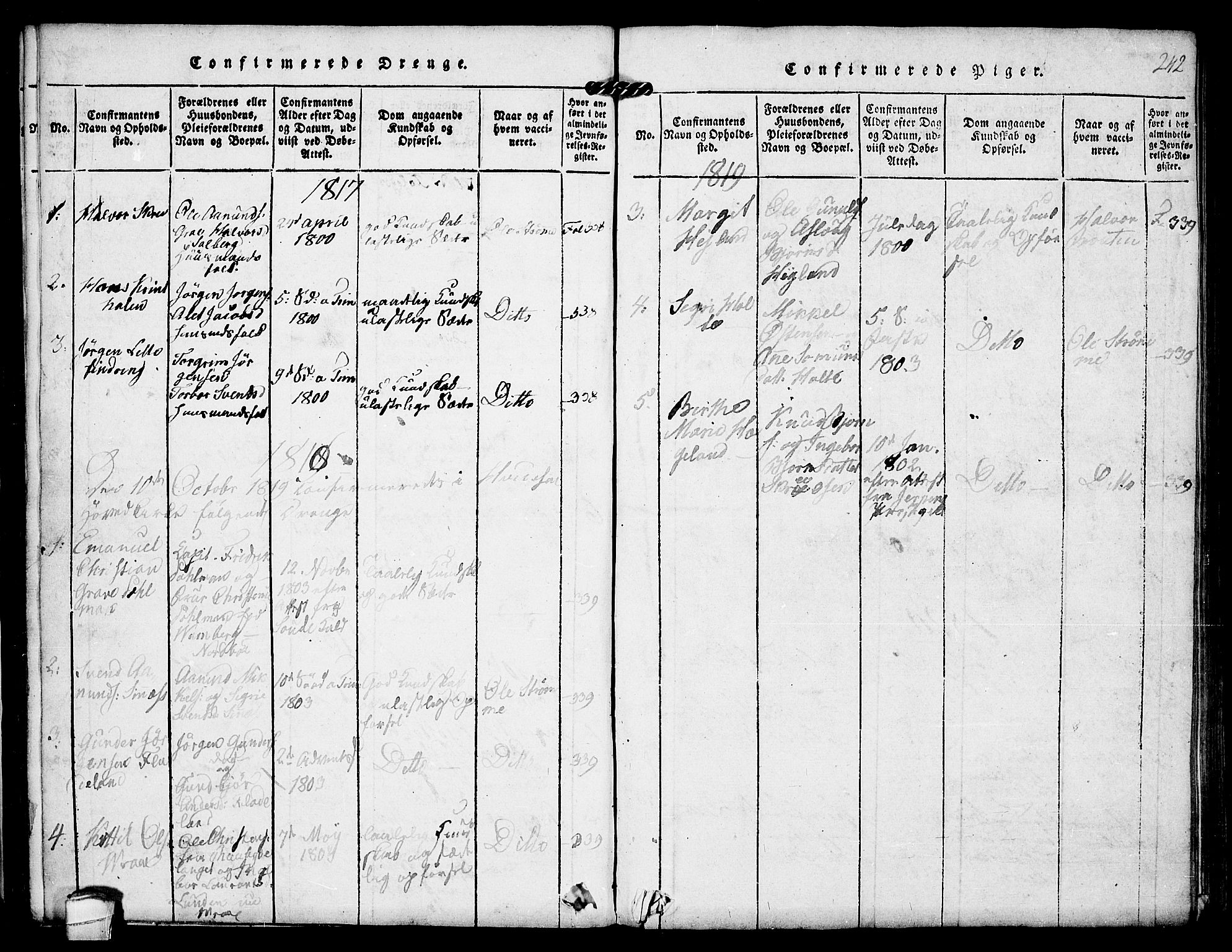Kviteseid kirkebøker, SAKO/A-276/F/Fc/L0001: Parish register (official) no. III 1, 1815-1836, p. 242