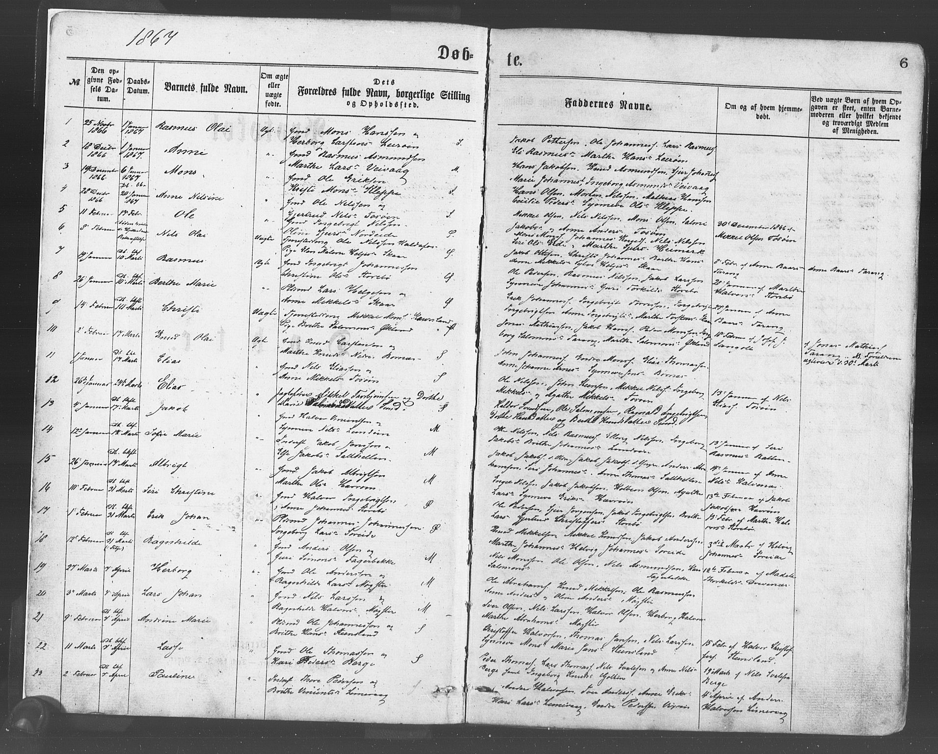 Sund sokneprestembete, AV/SAB-A-99930: Parish register (official) no. A 15, 1867-1881, p. 6