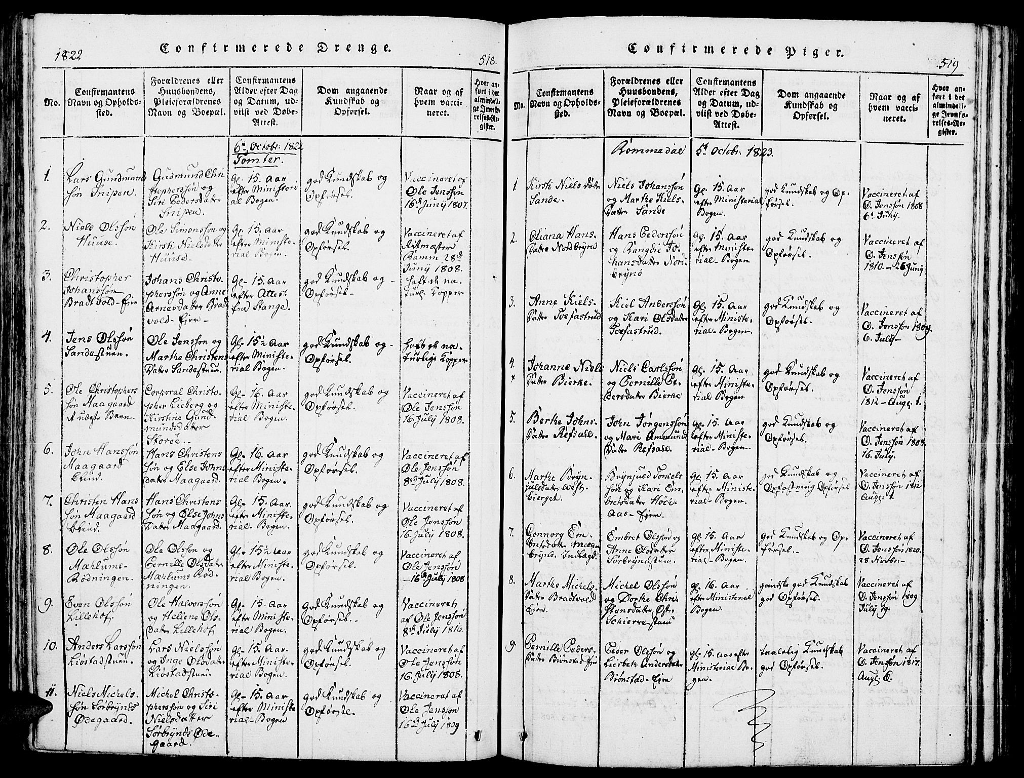 Romedal prestekontor, SAH/PREST-004/K/L0002: Parish register (official) no. 2, 1814-1828, p. 518-519