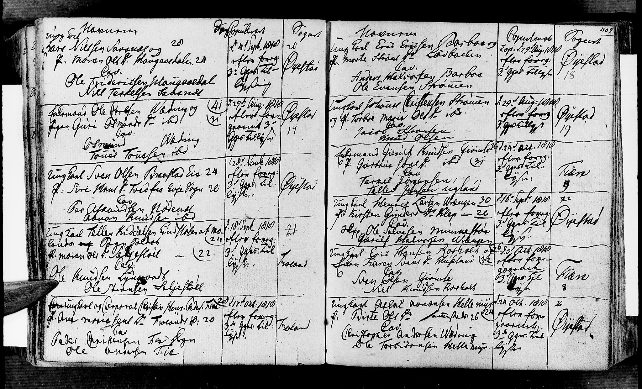 Øyestad sokneprestkontor, AV/SAK-1111-0049/F/Fa/L0011: Parish register (official) no. A 11, 1805-1824, p. 409