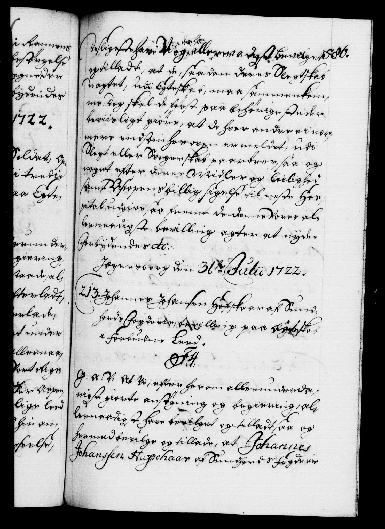 Danske Kanselli 1572-1799, AV/RA-EA-3023/F/Fc/Fca/Fcaa/L0023: Norske registre, 1720-1722, p. 586a