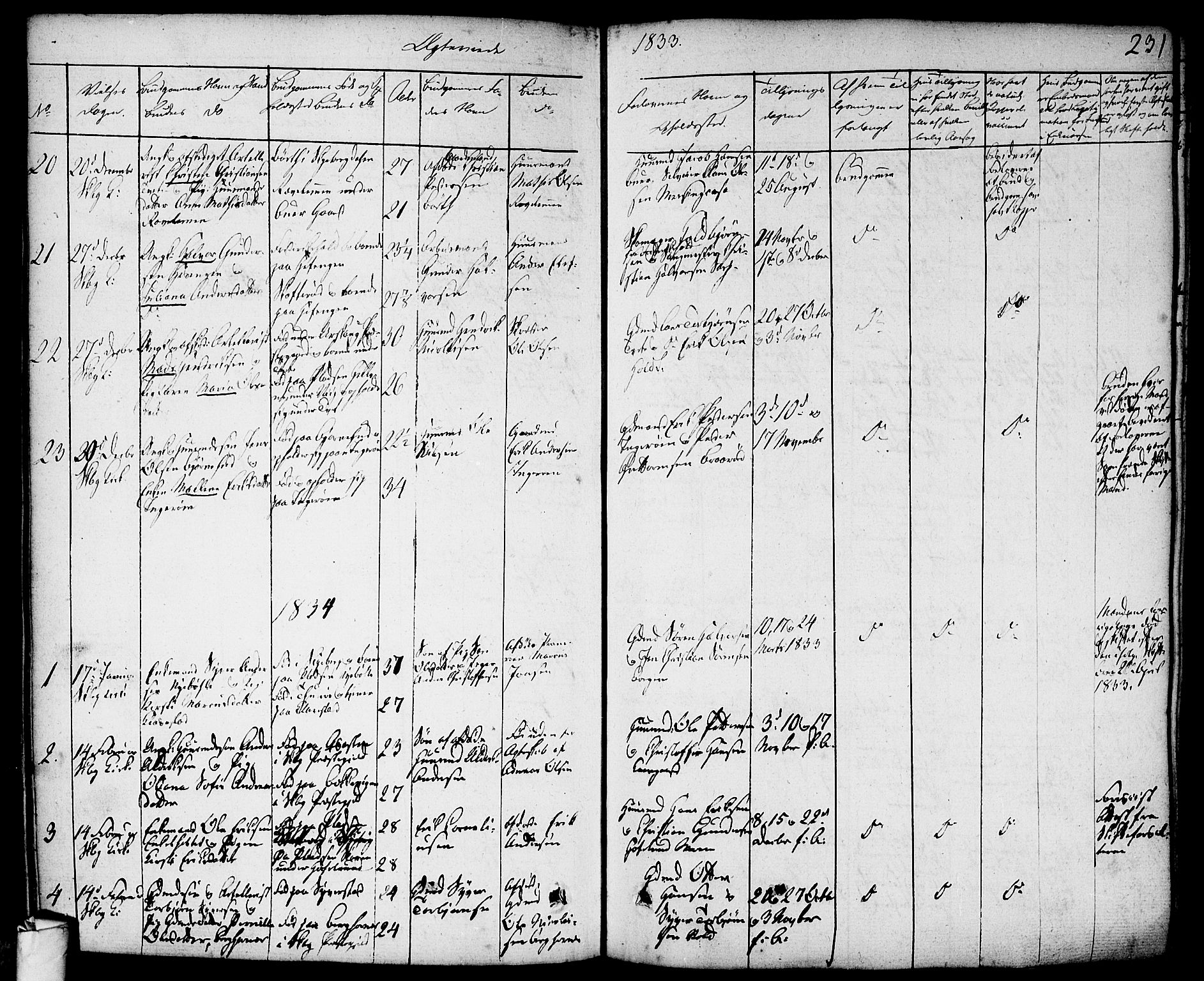 Skjeberg prestekontor Kirkebøker, SAO/A-10923/F/Fa/L0005: Parish register (official) no. I 5, 1830-1845, p. 231