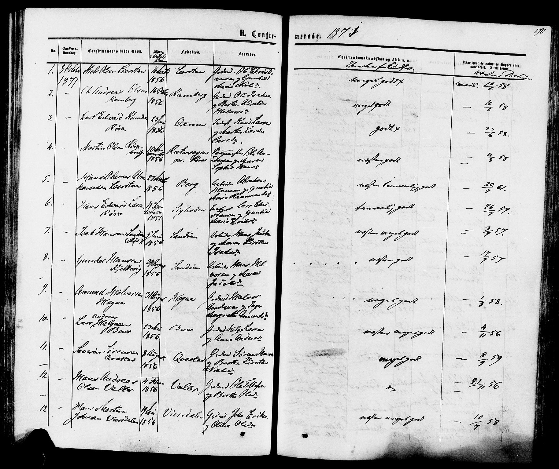 Eidanger kirkebøker, SAKO/A-261/F/Fa/L0010: Parish register (official) no. 10, 1859-1874, p. 170