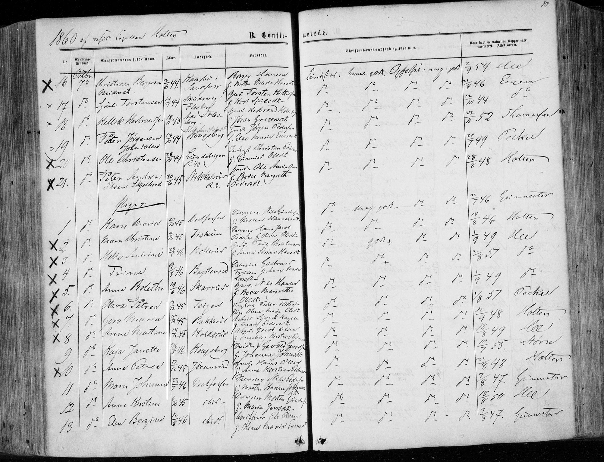 Eiker kirkebøker, AV/SAKO-A-4/F/Fa/L0016: Parish register (official) no. I 16, 1860-1868, p. 314