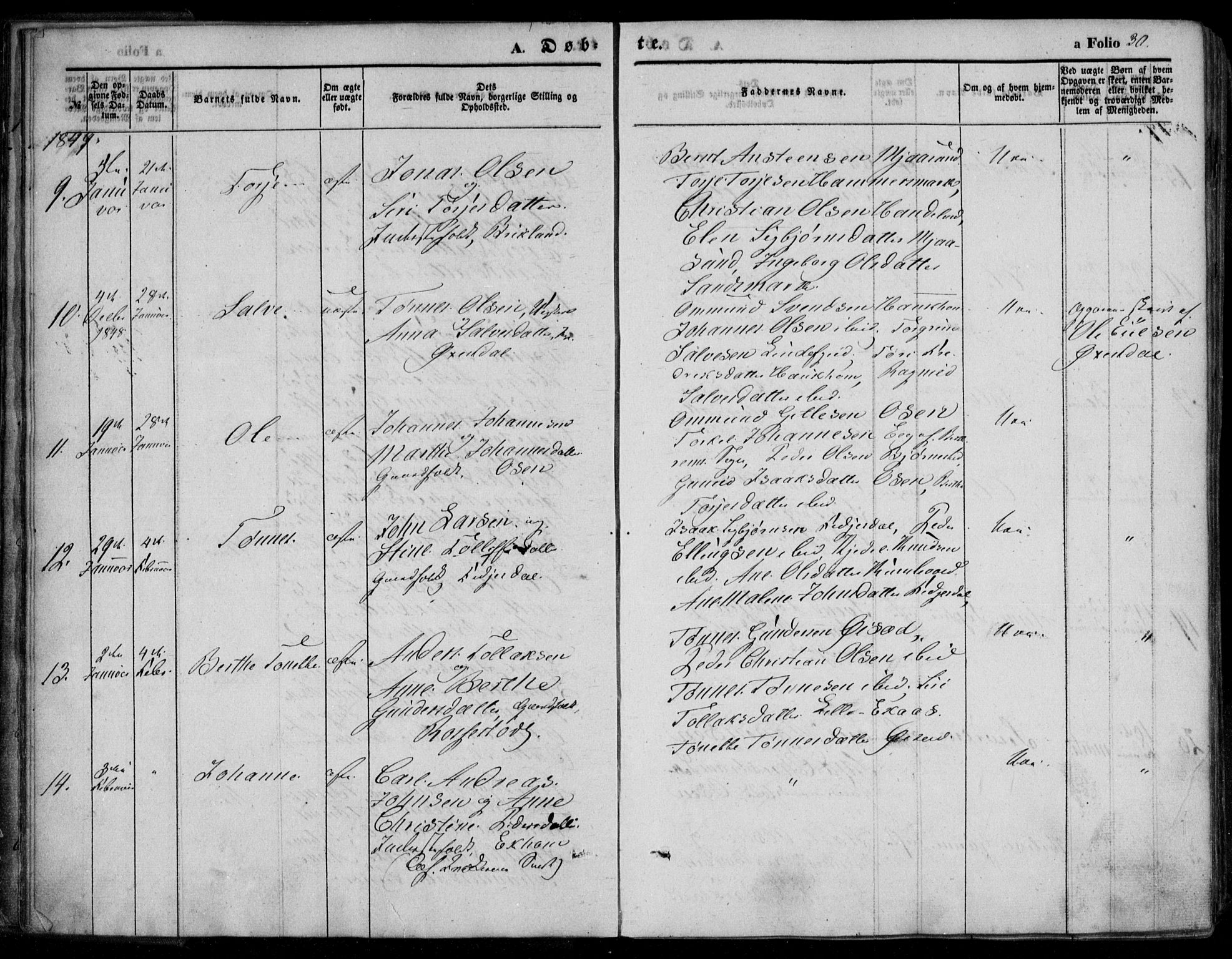 Bakke sokneprestkontor, SAK/1111-0002/F/Fa/Faa/L0005: Parish register (official) no. A 5, 1847-1855, p. 30