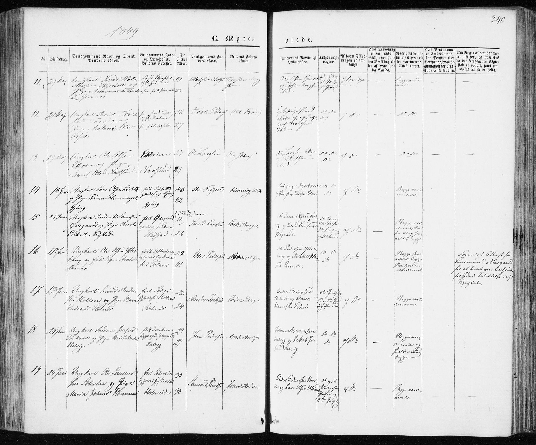 Ministerialprotokoller, klokkerbøker og fødselsregistre - Møre og Romsdal, AV/SAT-A-1454/586/L0984: Parish register (official) no. 586A10, 1844-1856, p. 340