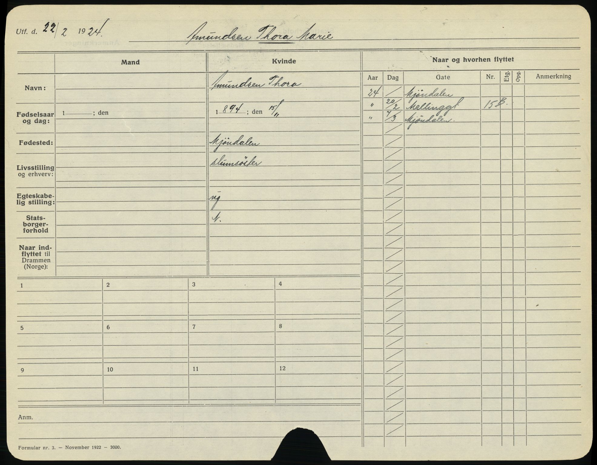 Drammen folkeregister, AV/SAKO-A-136/G/Ga/L0012: Utflyttede, 1924